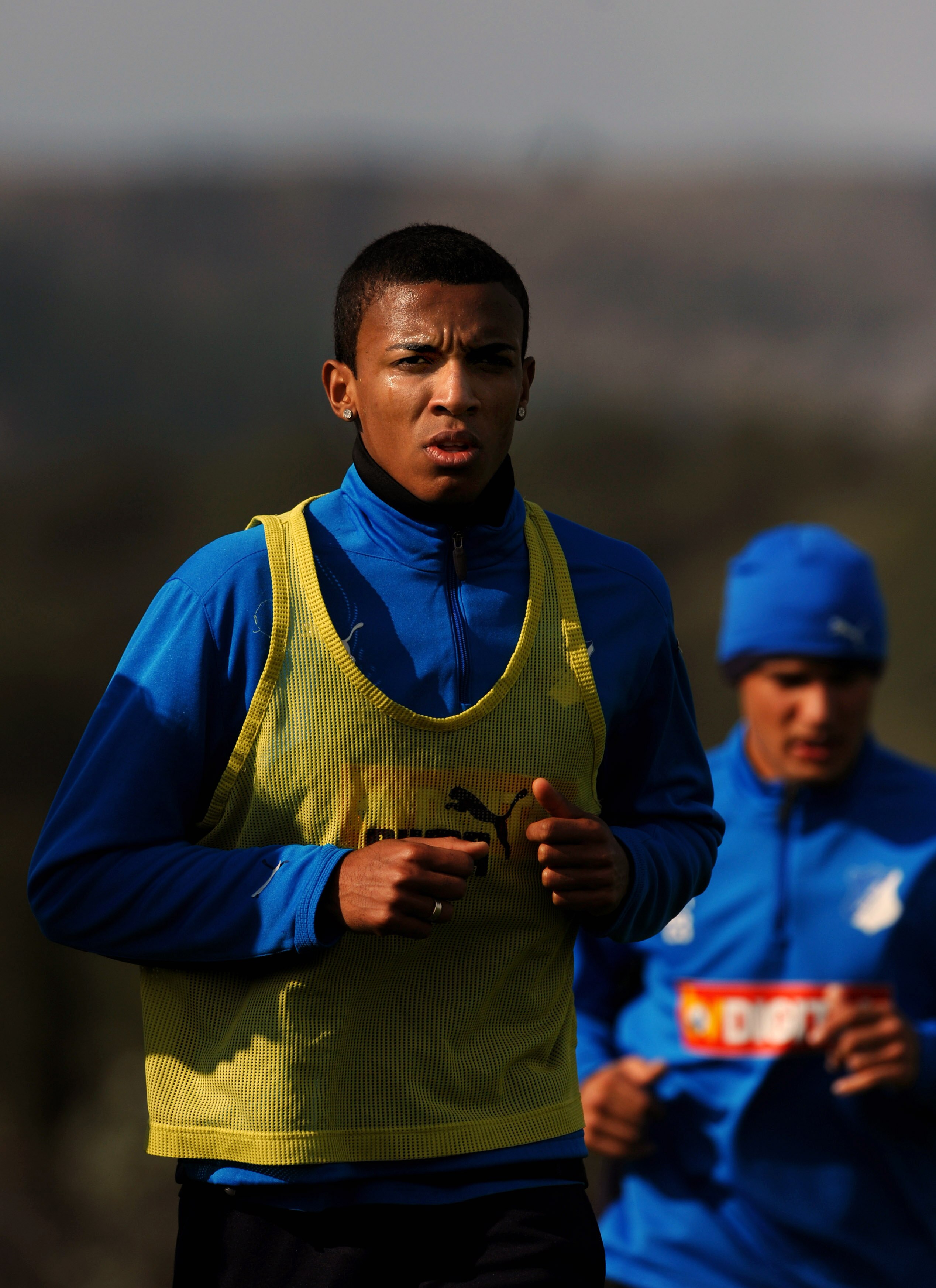 LA MANGA, SPAIN - JANUARY 16:  Luiz Gustavo Dias of 1899 Hoffenheim runs with his teammates during day eight of their team's training camp on January 16, 2009 in La Manga, Spain.  (Photo by Jasper Juinen/Getty Images)
