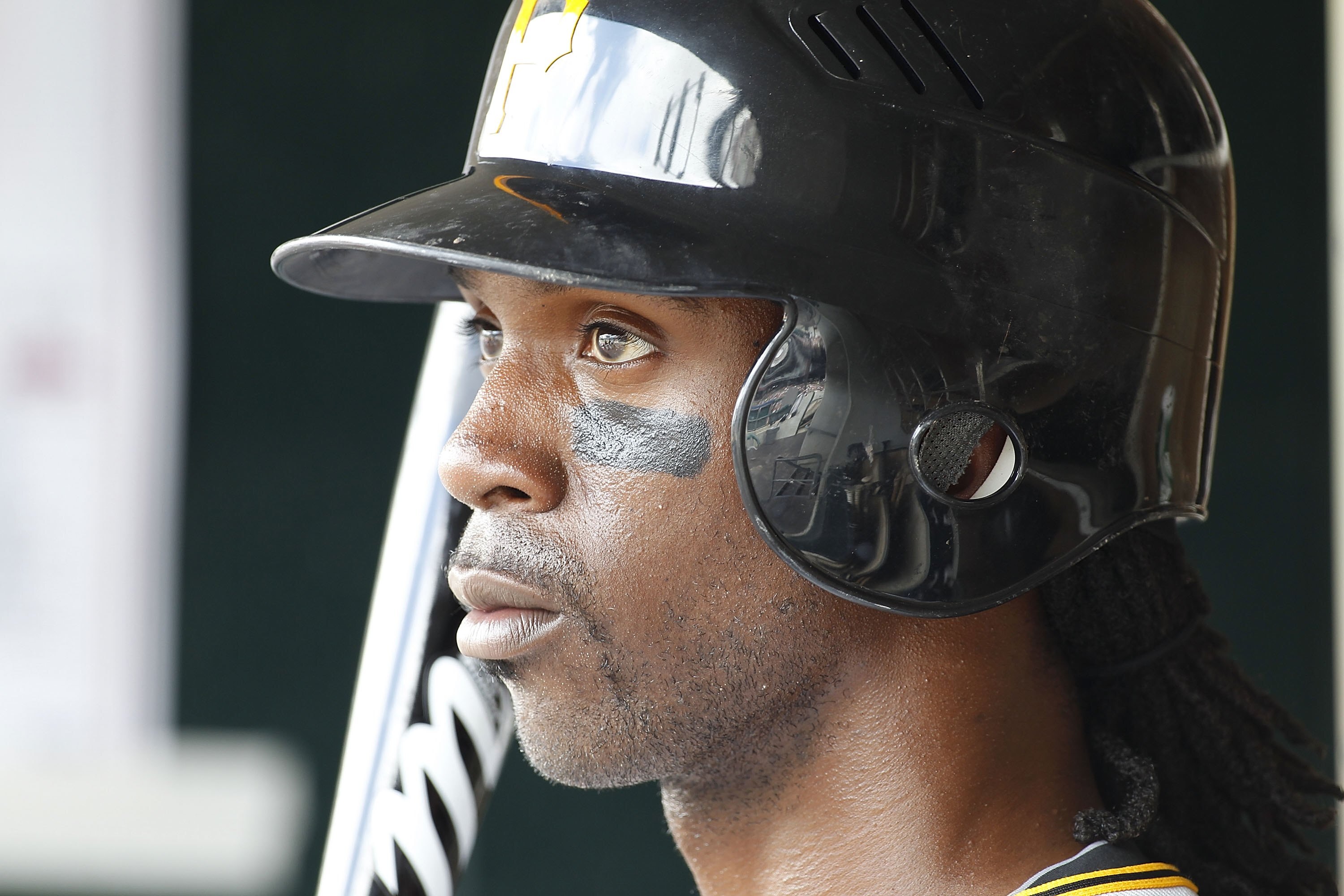 DETROIT - JUNE 13:  Andrew McCutchen #22 of the Pittsburgh Pirates looks on during the sixth inning against the Detroit Tigers during the game on June 12, 2010 at Comerica Park in Detroit, Michigan. The Tigers defeated the Pirates 4-3.  (Photo by Leon Hal
