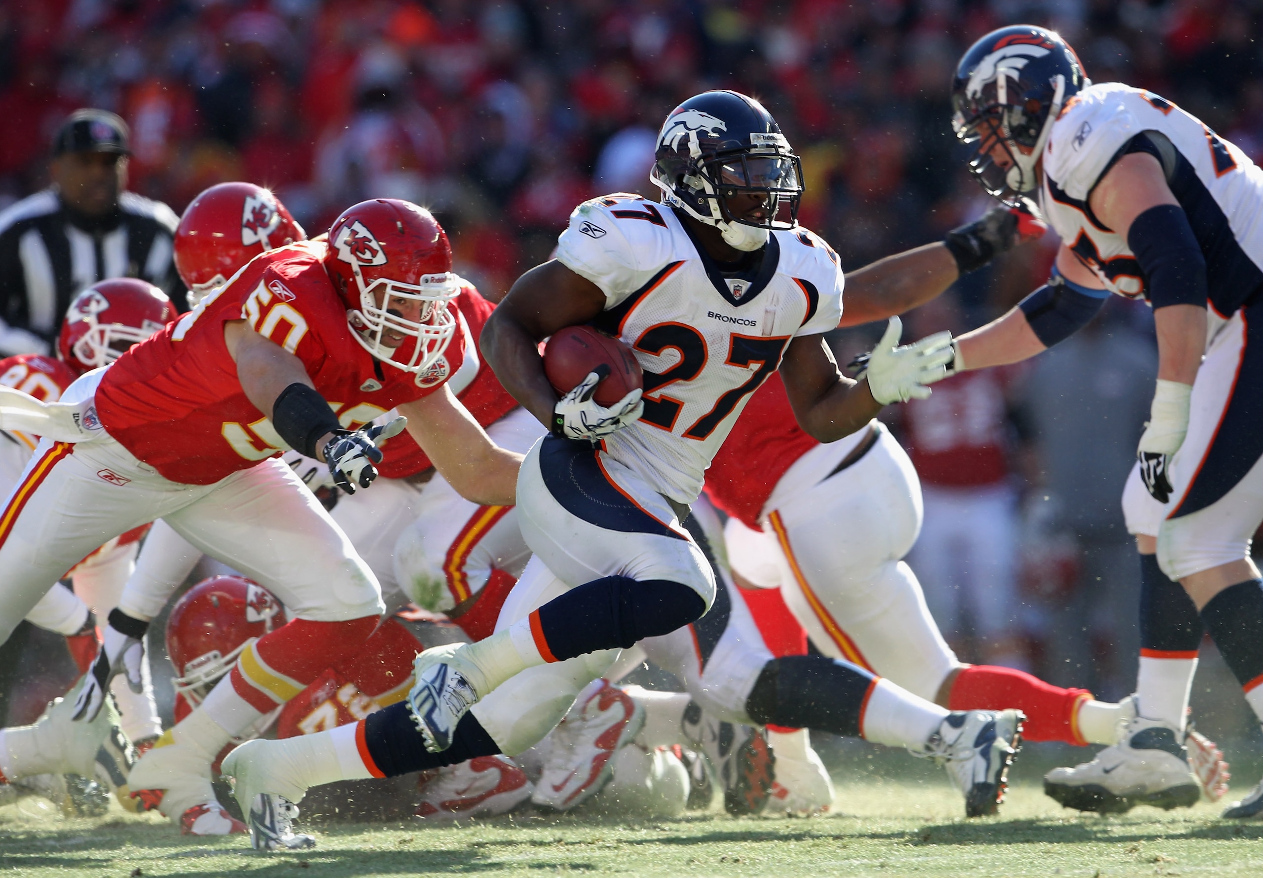 KANSAS CITY, MO - DECEMBER 05: Knowshon Moreno #27 of the Denver Broncos in action during the game against the Kansas City Chiefs on December 5, 2010 at Arrowhead Stadium in Kansas City, Missouri. (Photo by Jamie Squire/Getty Images) KANSAS CITY, MO - DECEMBER 05: Knowshon Moreno #27 of the Denver Broncos in action during the game against the Kansas City Chiefs on December 5, 2010 at Arrowhead Stadium in Kansas City, Missouri. (Photo by Jamie Squire/Getty Images)