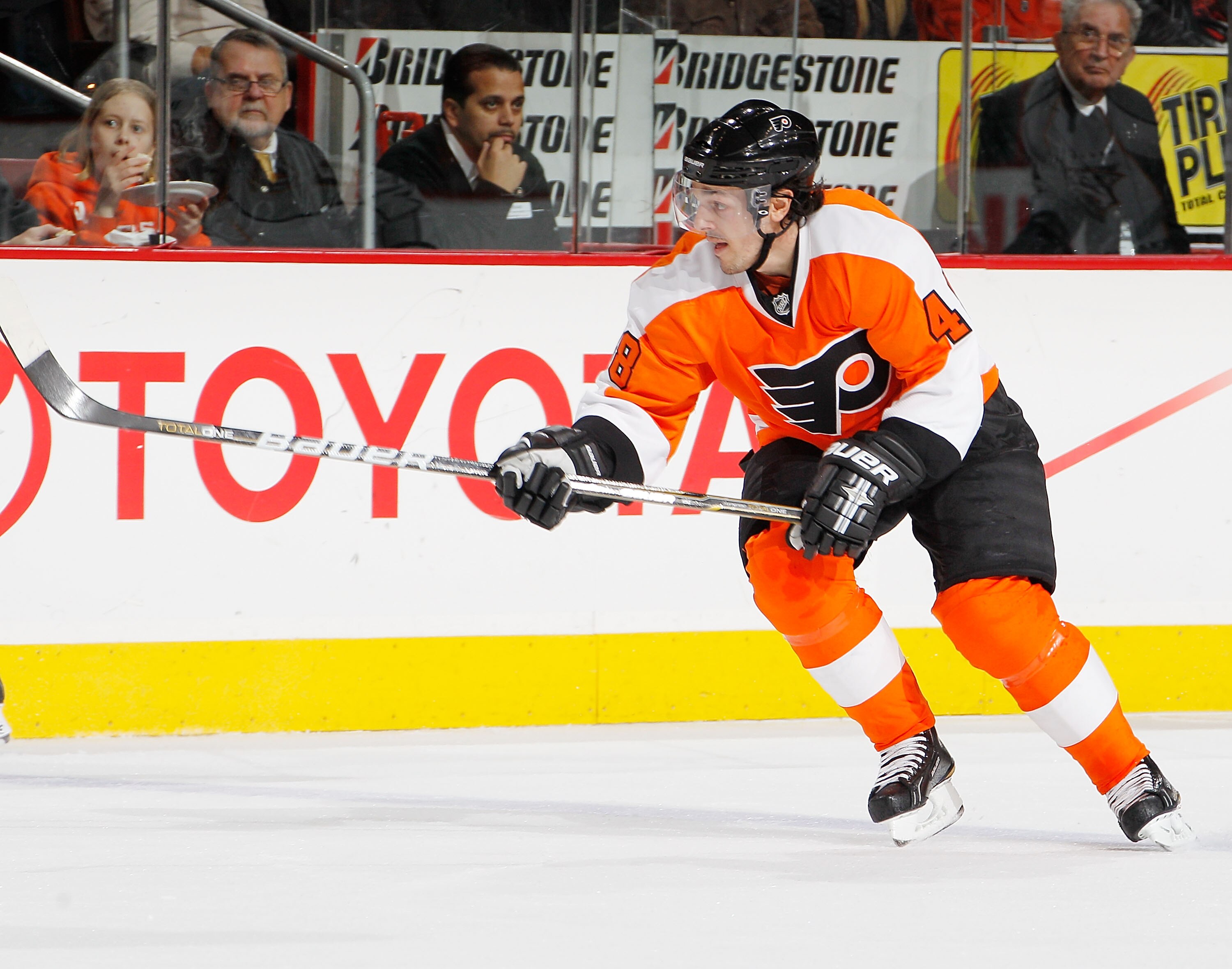 PHILADELPHIA, PA - FEBRUARY 03:  Danny Briere #48 of the Philadelphia Flyers skates during an NHL hockey game against the Nashville Predators at the Wells Fargo Center on February 3, 2011 in Philadelphia, Pennsylvania.  (Photo by Paul Bereswill/Getty Imag
