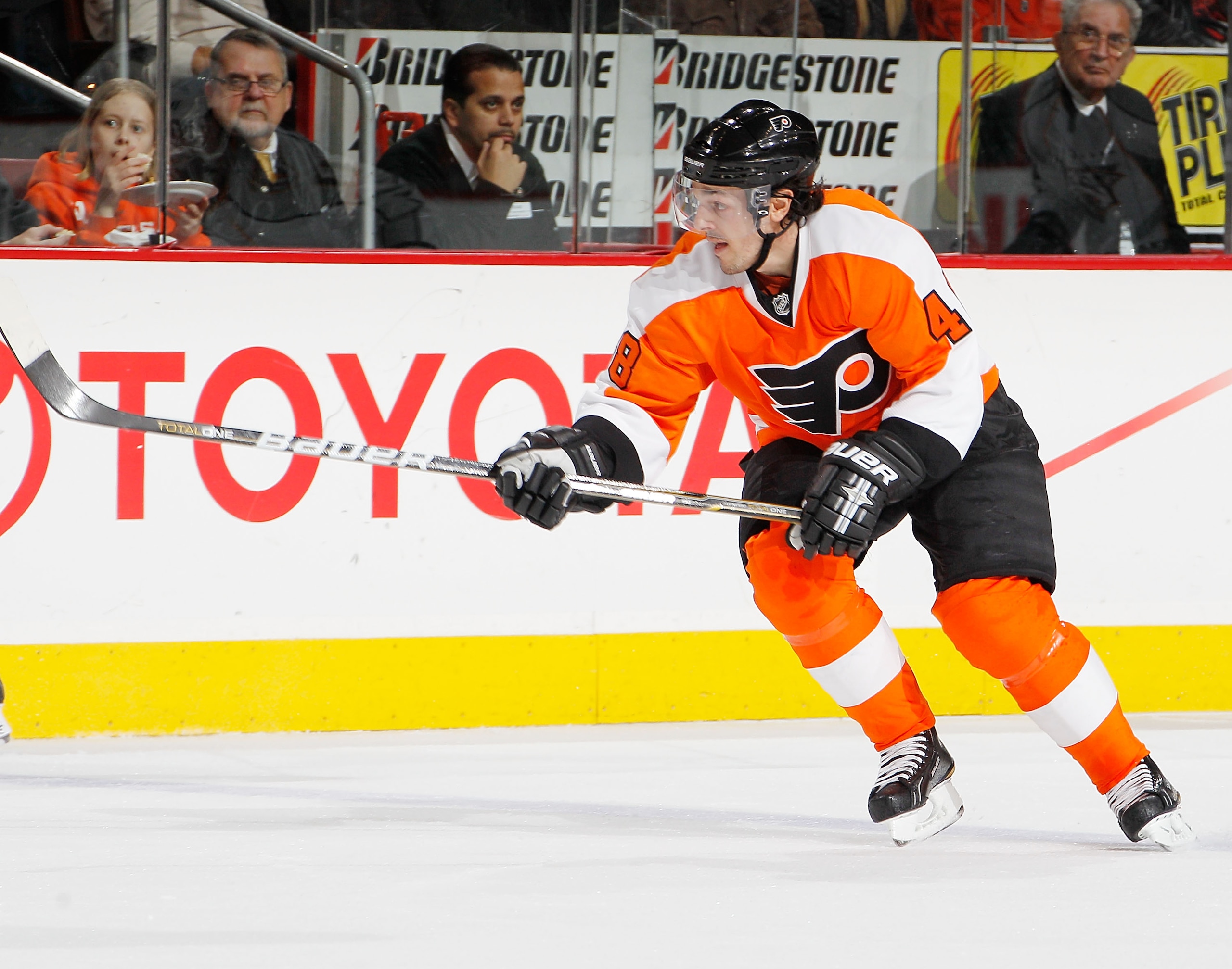 PHILADELPHIA, PA - FEBRUARY 03:  Danny Briere #48 of the Philadelphia Flyers skates during an NHL hockey game against the Nashville Predators at the Wells Fargo Center on February 3, 2011 in Philadelphia, Pennsylvania.  (Photo by Paul Bereswill/Getty Imag