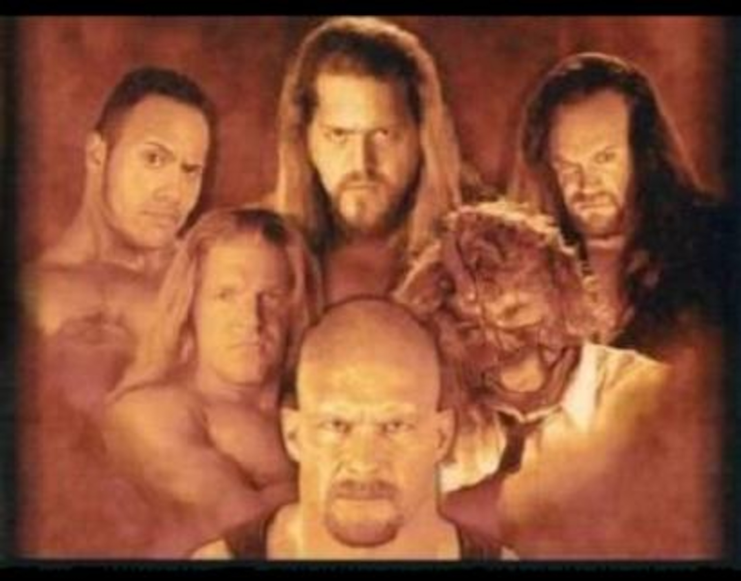 The Rock, Big Show, The Undertaker, Triple H, Mankind and Steve Austin. The Rock, Big Show, The Undertaker, Triple H, Mankind and Steve Austin.