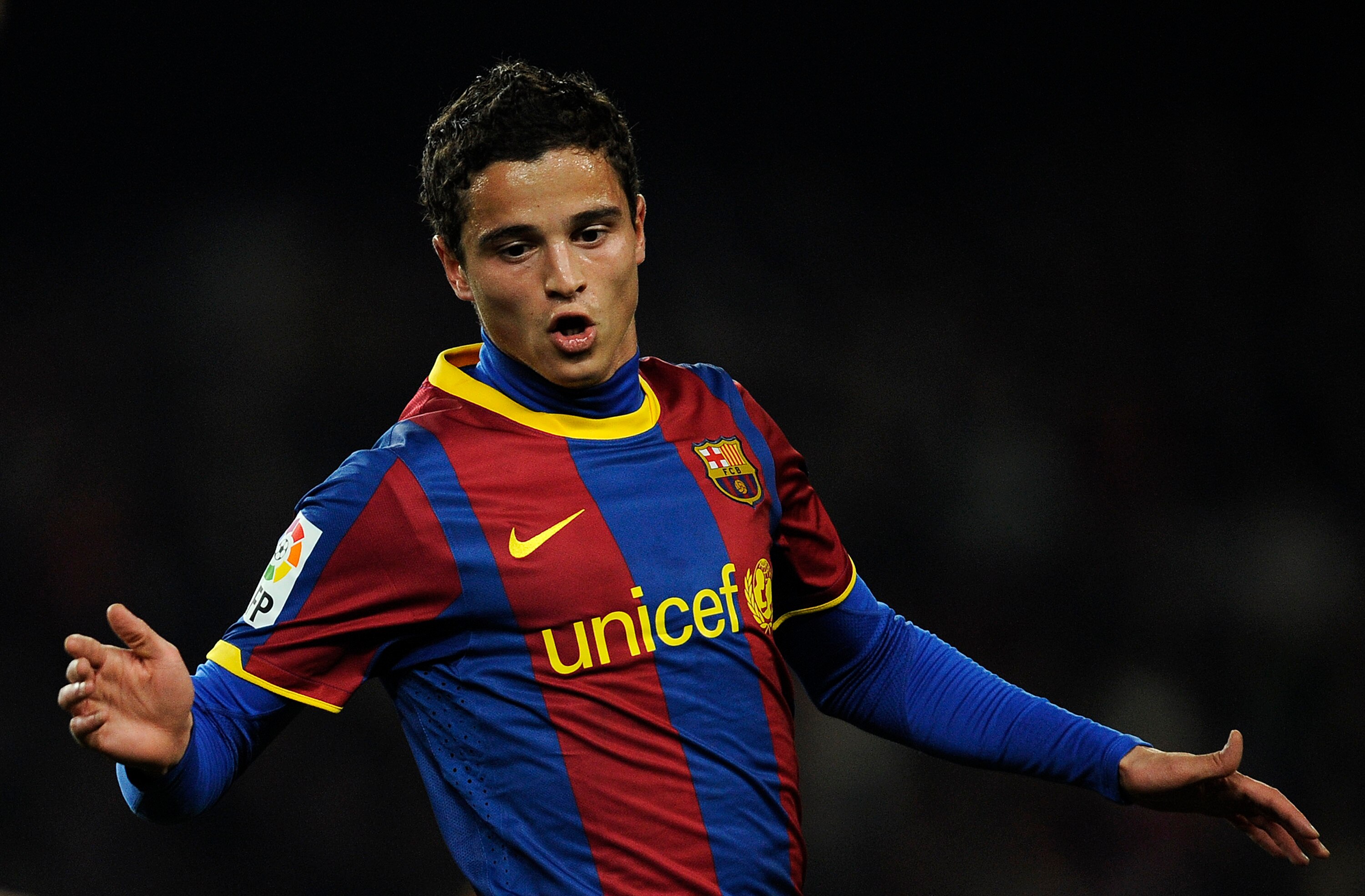 BARCELONA, SPAIN - JANUARY 26:  Ibrahim Afellay of Barcelona looks on during the Copa del Rey Semi Final First Leg match between Barcelona and Almeria at Camp Nou on January 26, 2011 in Barcelona, Spain. Barcelona won 5-0.  (Photo by David Ramos/Getty Ima