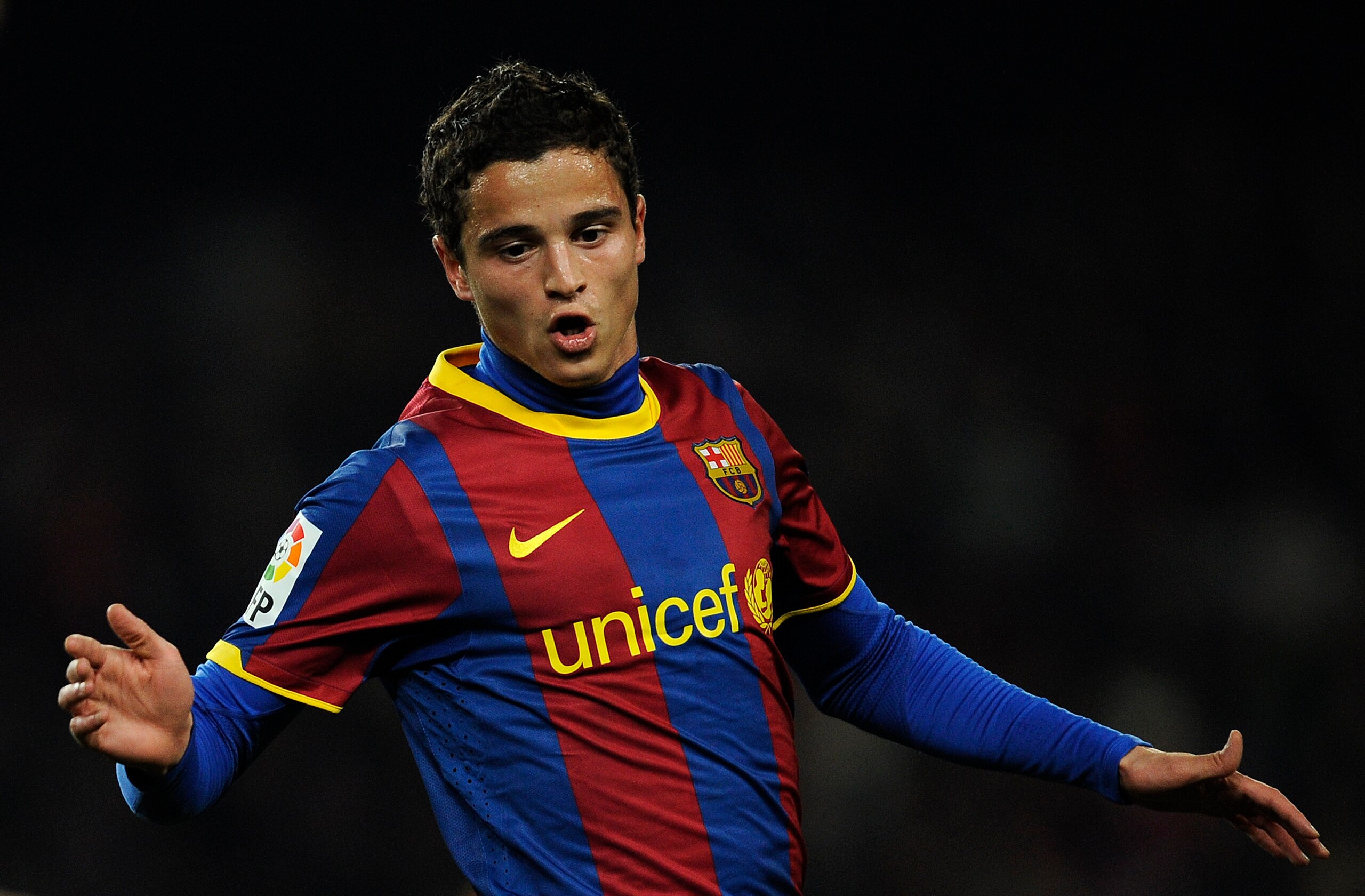 BARCELONA, SPAIN - JANUARY 26: Ibrahim Afellay of Barcelona looks on during the Copa del Rey Semi Final First Leg match between Barcelona and Almeria at Camp Nou on January 26, 2011 in Barcelona, Spain. Barcelona won 5-0. (Photo by David Ramos/Getty Ima BARCELONA, SPAIN - JANUARY 26: Ibrahim Afellay of Barcelona looks on during the Copa del Rey Semi Final First Leg match between Barcelona and Almeria at Camp Nou on January 26, 2011 in Barcelona, Spain. Barcelona won 5-0. (Photo by David Ramos/Getty Ima