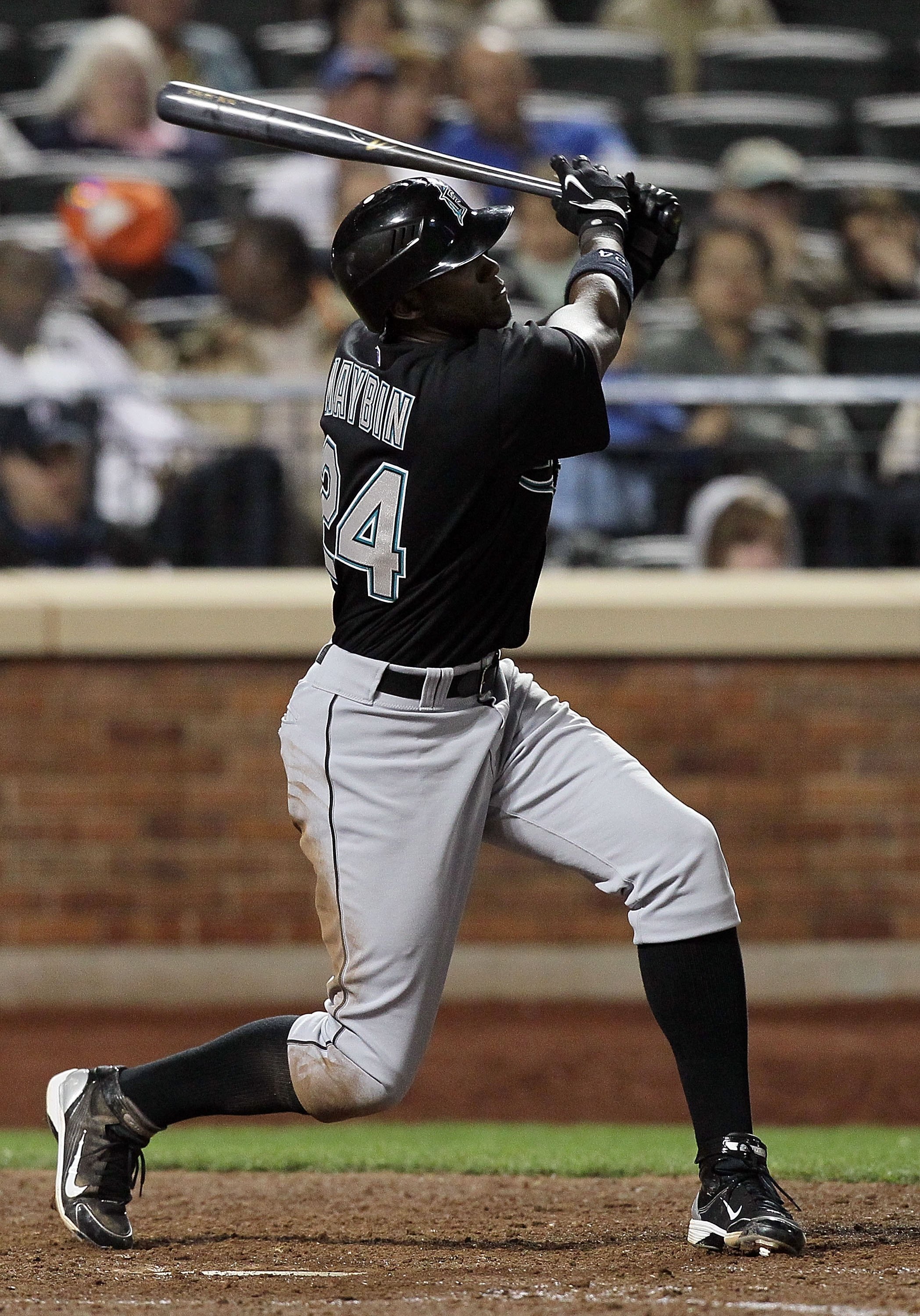 NEW YORK - APRIL 08:  Cameron Maybin #24 of the Florida Marlins bats against the New York Mets on April 8, 2010 at Citi Field in the Flushing neighborhood of the Queens borough of New York City.  (Photo by Jim McIsaac/Getty Images)