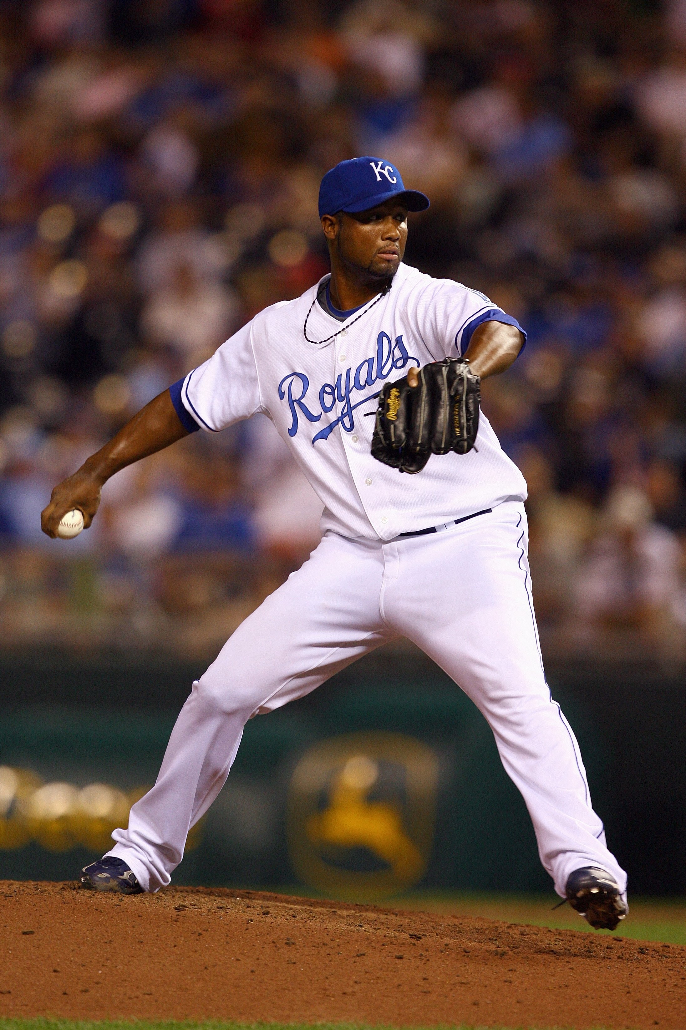 KANSAS CITY, MO - JUNE 17:  Roman Colon #56 of the Kansas City Royals pitches against the Arizona Diamondbacks during the game on June 17, 2009 at Kauffman Stadium in Kansas City, Missouri. (Photo by Jamie Squire/Getty Images)