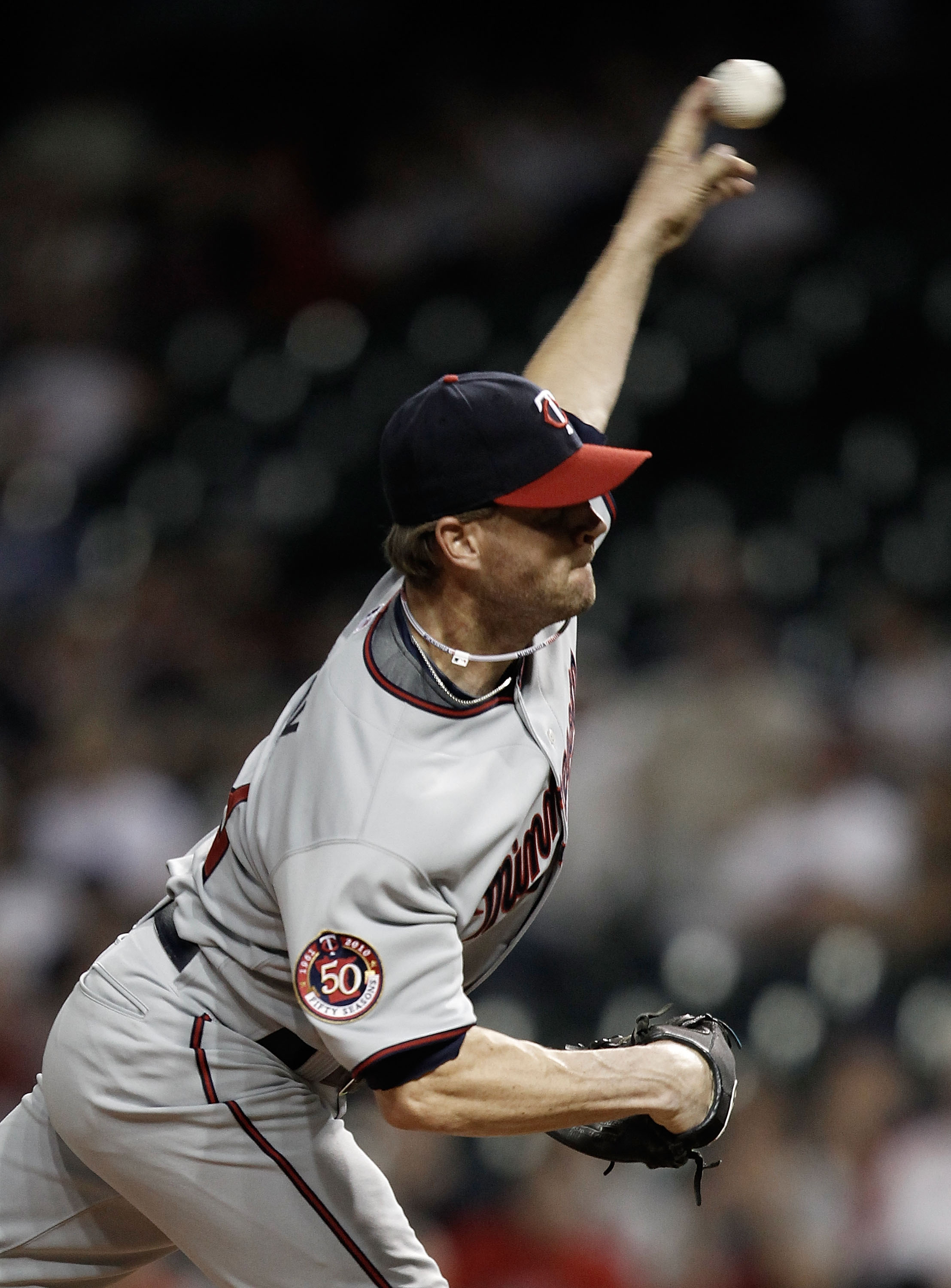 CLEVELAND, OH- APRIL 30: Ron Mahay #32 of the Minnesota Twins pitches against the Cleveland Indians during the game on April 30, 2010 at Progressive Field in Cleveland, Ohio.  (Photo by Jared Wickerham/Getty Images)