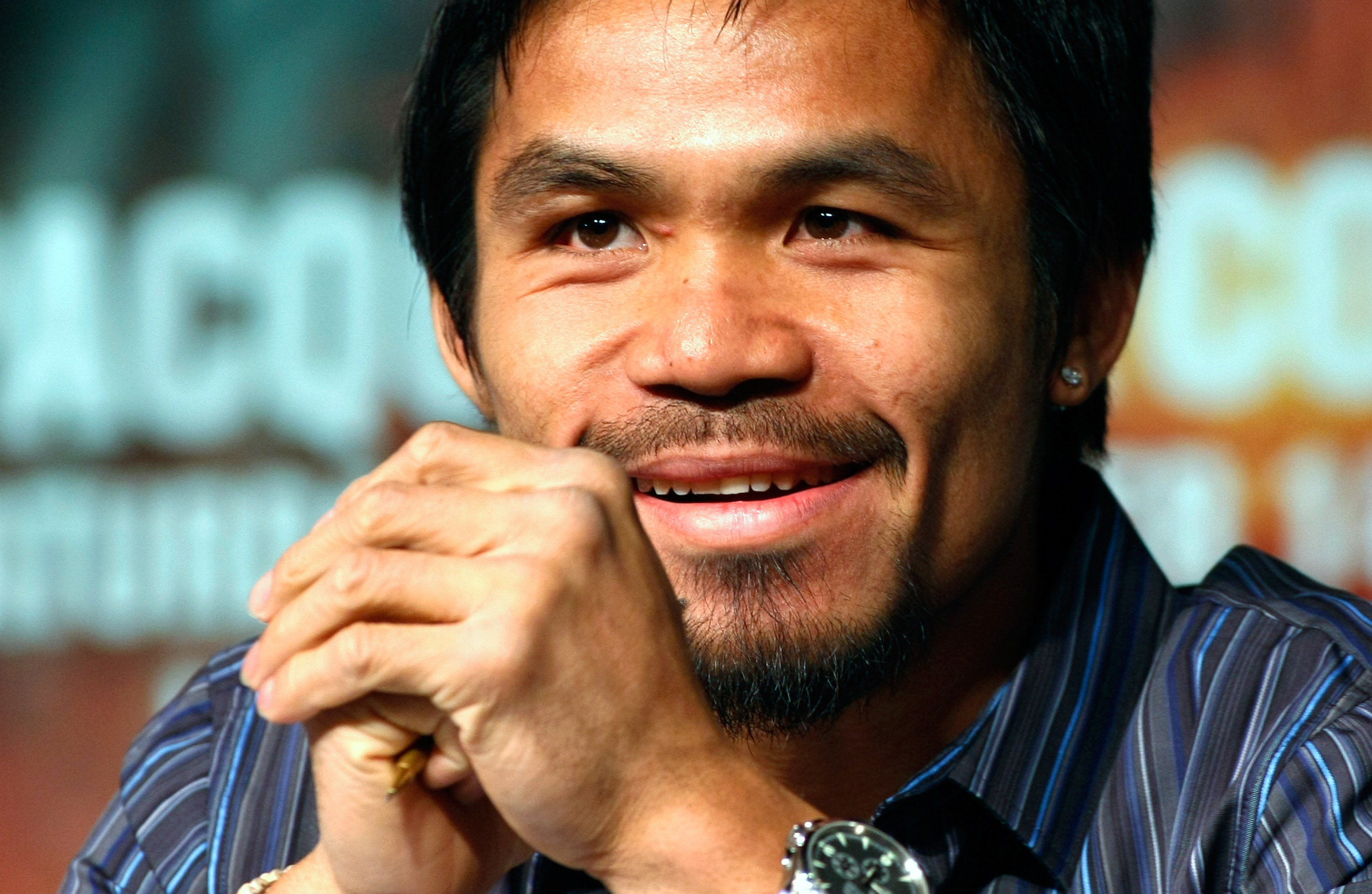 LAS VEGAS - NOVEMBER 11:  Boxer Manny Pacquiao attends the final news conference for his bout against WBO welterweight champion Miguel Cotto at the MGM Grand Hotel/Casino November 11, 2009 in Las Vegas, Nevada. Pacquiao and Cotto will meet in a WBO welter