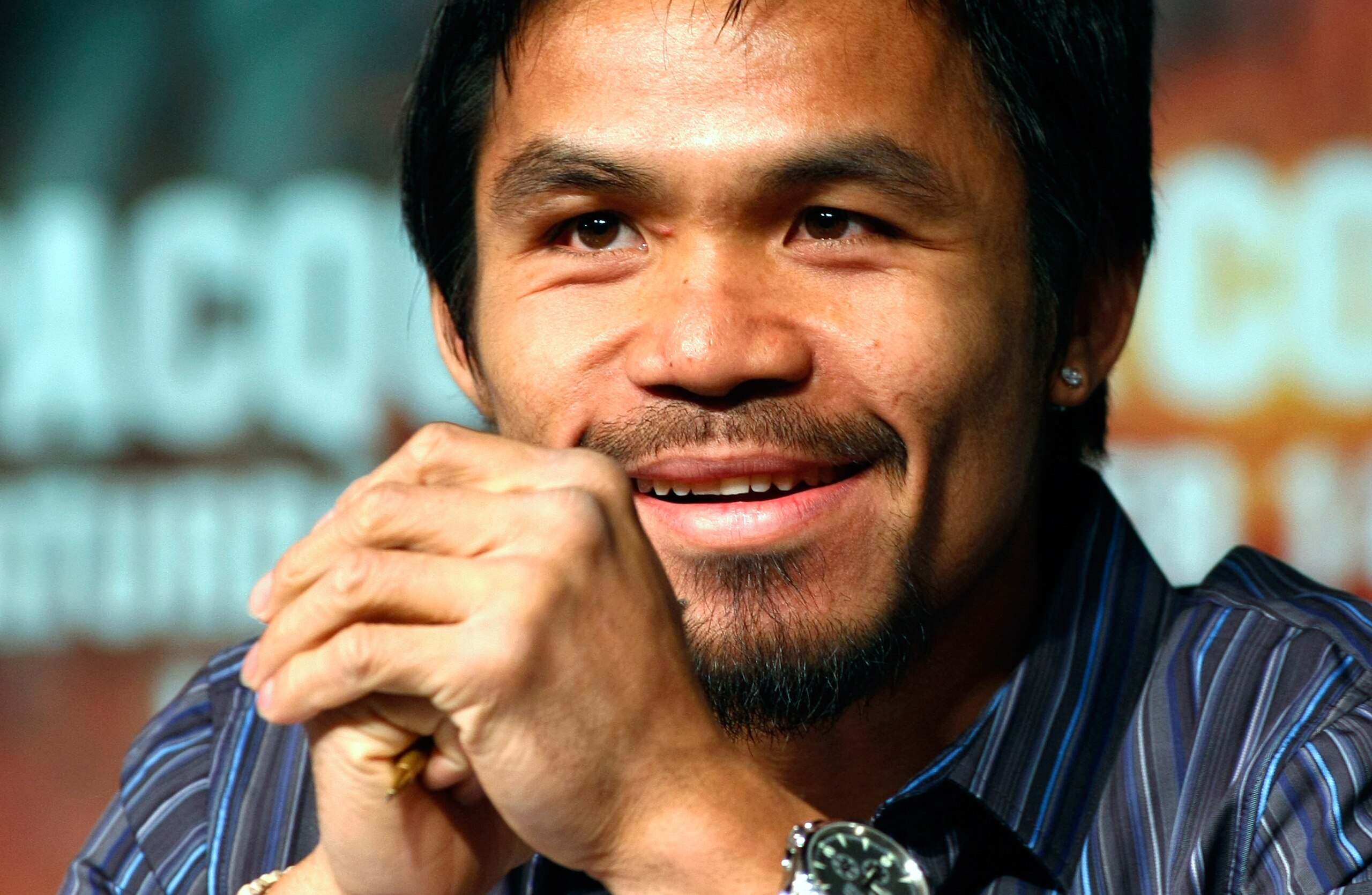 LAS VEGAS - NOVEMBER 11:  Boxer Manny Pacquiao attends the final news conference for his bout against WBO welterweight champion Miguel Cotto at the MGM Grand Hotel/Casino November 11, 2009 in Las Vegas, Nevada. Pacquiao and Cotto will meet in a WBO welter