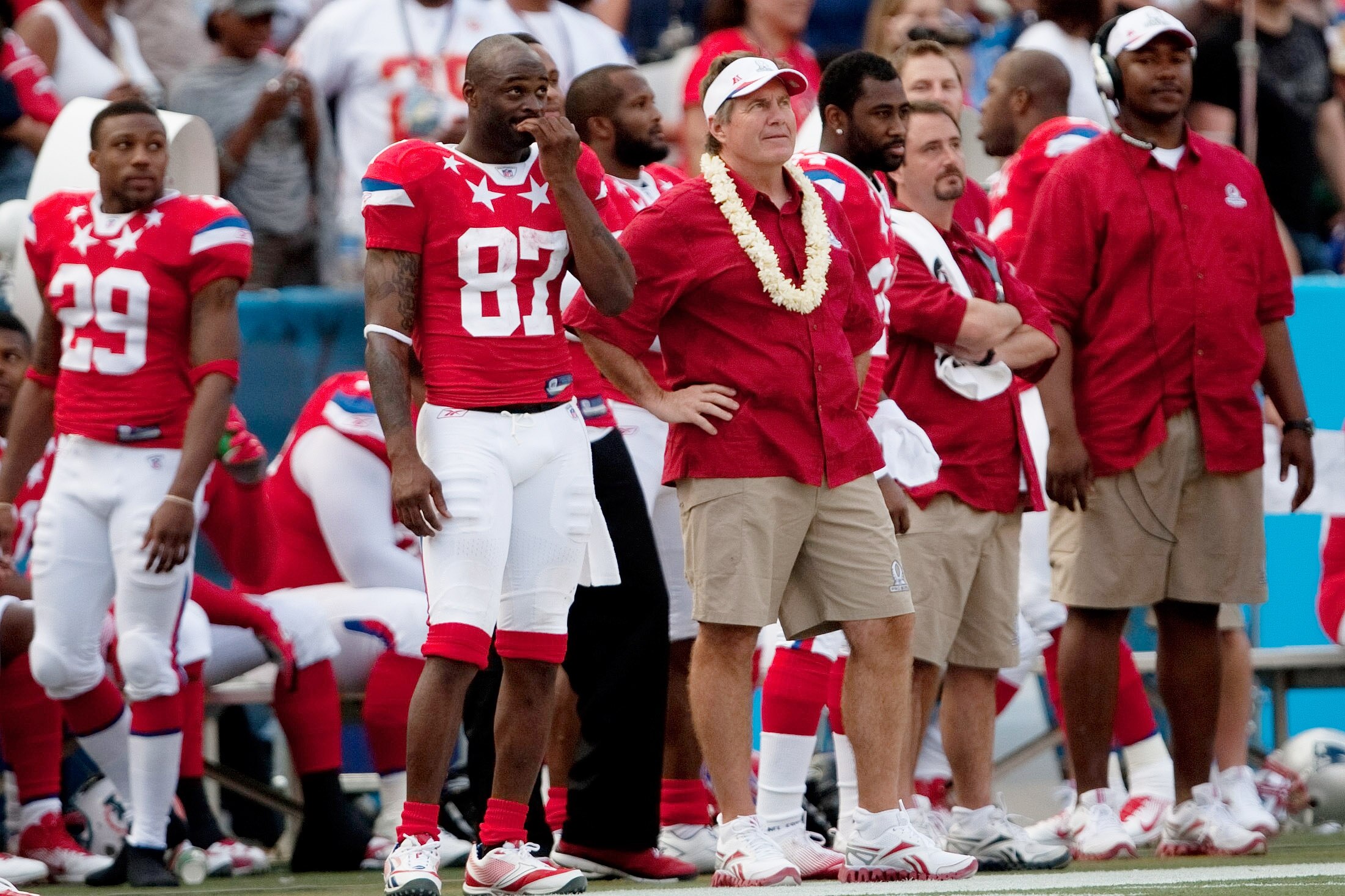 HONOLULU - JANUARY 30:  Bill Belichick Head Coach of the American Football Conference team on the sidelines during the 2011 NFL Pro Bowl against the National Football Conference (NFC) at Aloha Stadium on January 30, 2011 in Honolulu, Hawaii.  (Photo by Ke