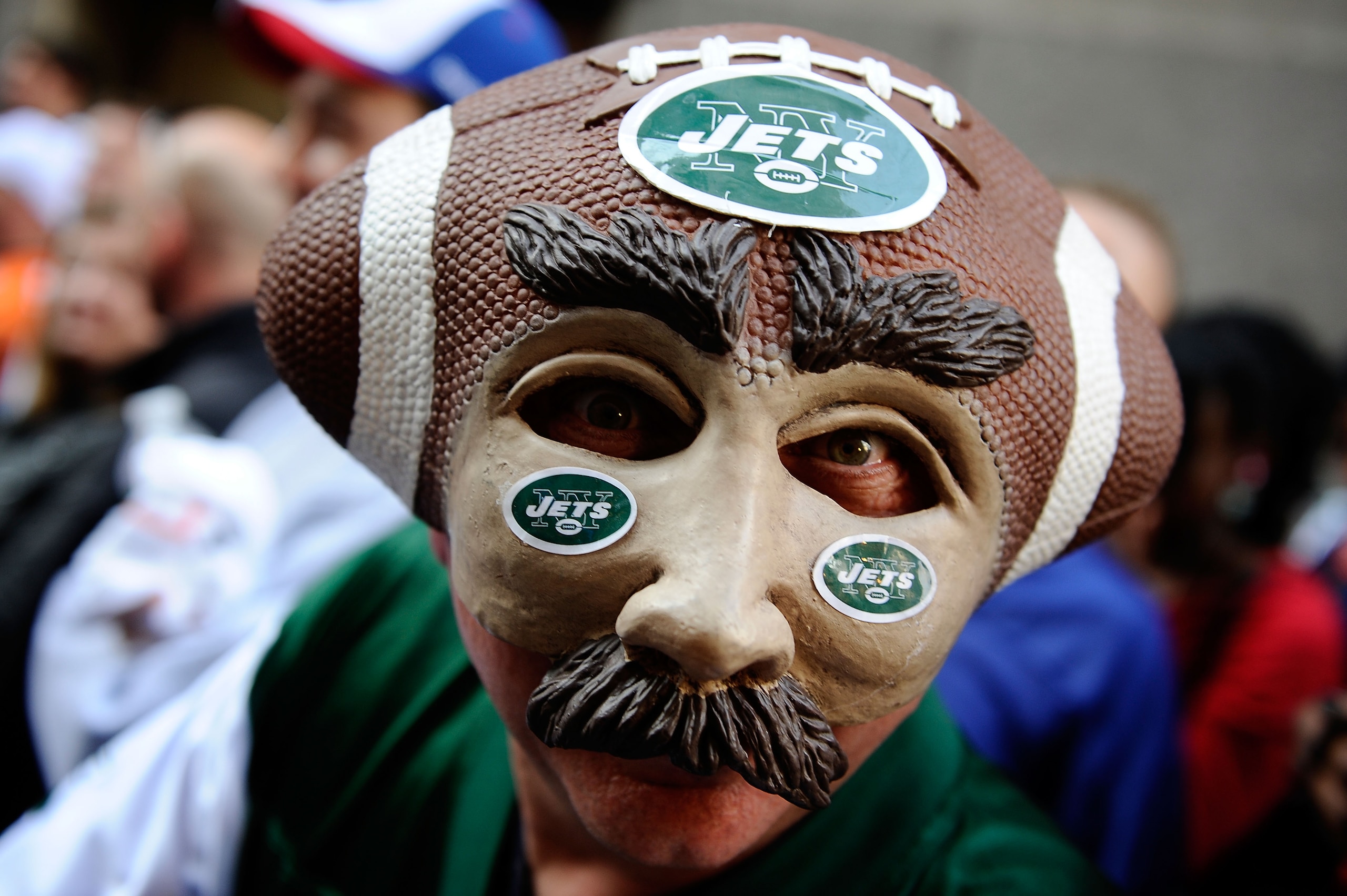 NEW YORK - APRIL 22:  New York Jets fan Joe Legotti of Lindenhurst, Long Island attends the 2010 NFL Draft at Radio City Music Hall on April 22, 2010 in New York City.  (Photo by Jeff Zelevansky/Getty Images)