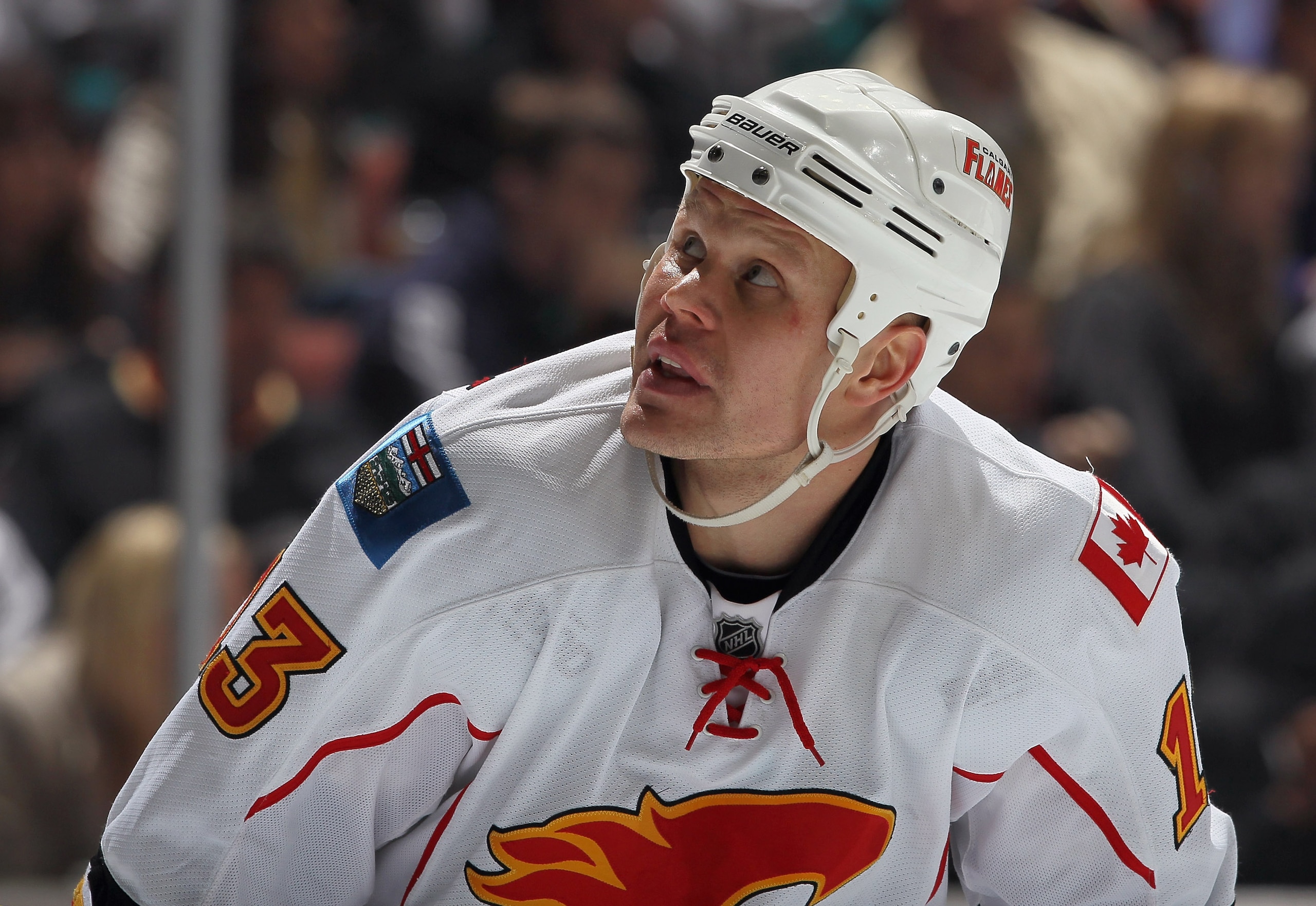 ANAHEIM, CA - DECEMBER 10: Olli Jokinen #13 of the Calgary Flames looks on against the Anaheim Ducks at the Honda Center on December 10, 2010 in Anaheim, California. (Photo by Jeff Gross/Getty Images) ANAHEIM, CA - DECEMBER 10: Olli Jokinen #13 of the Calgary Flames looks on against the Anaheim Ducks at the Honda Center on December 10, 2010 in Anaheim, California. (Photo by Jeff Gross/Getty Images)