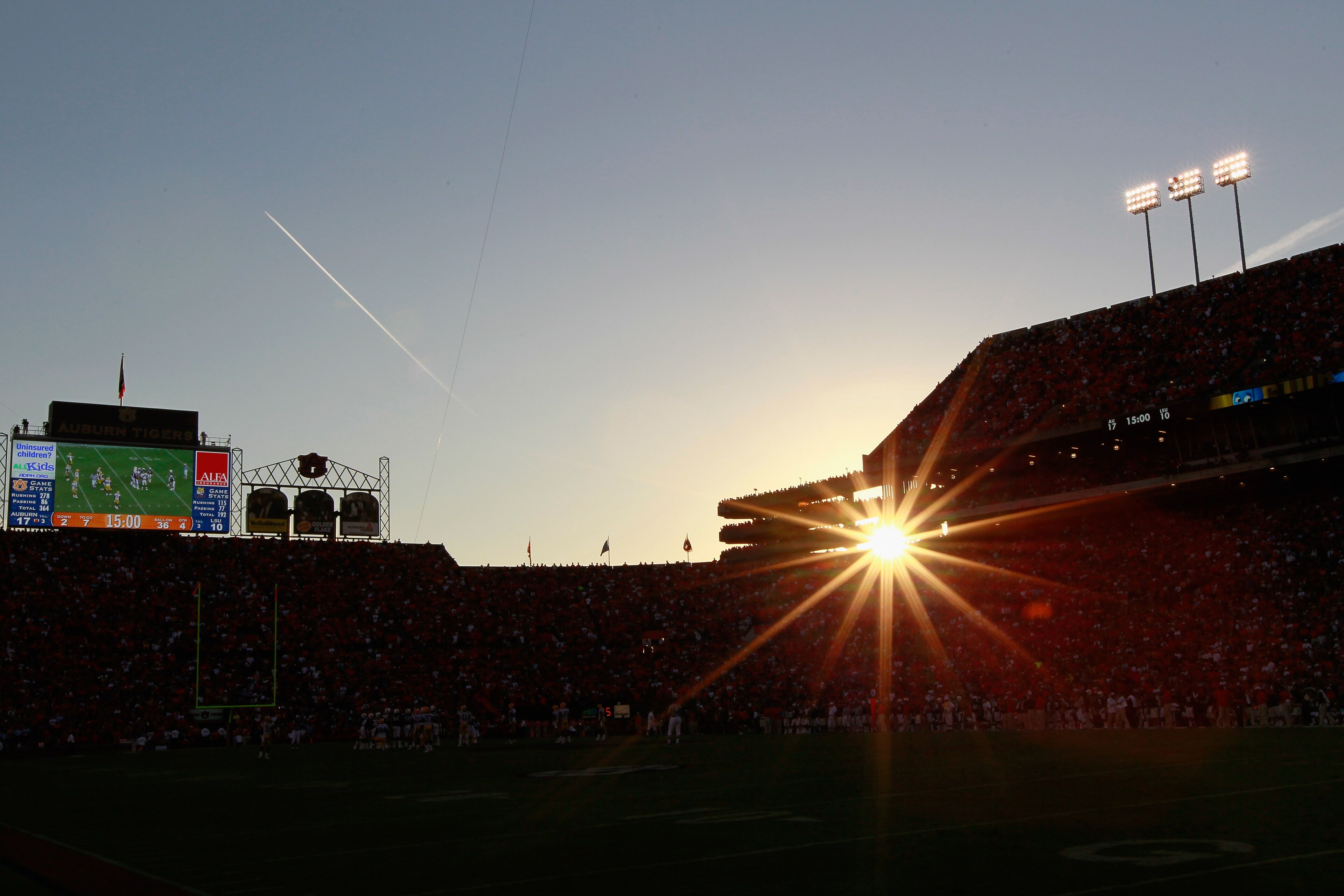 AUBURN, AL - OCTOBER 23:  A general view of Jordan-Hare Stadium during play between the Auburn Tigers and the LSU Tigers at Jordan-Hare Stadium on October 23, 2010 in Auburn, Alabama.  (Photo by Kevin C. Cox/Getty Images)