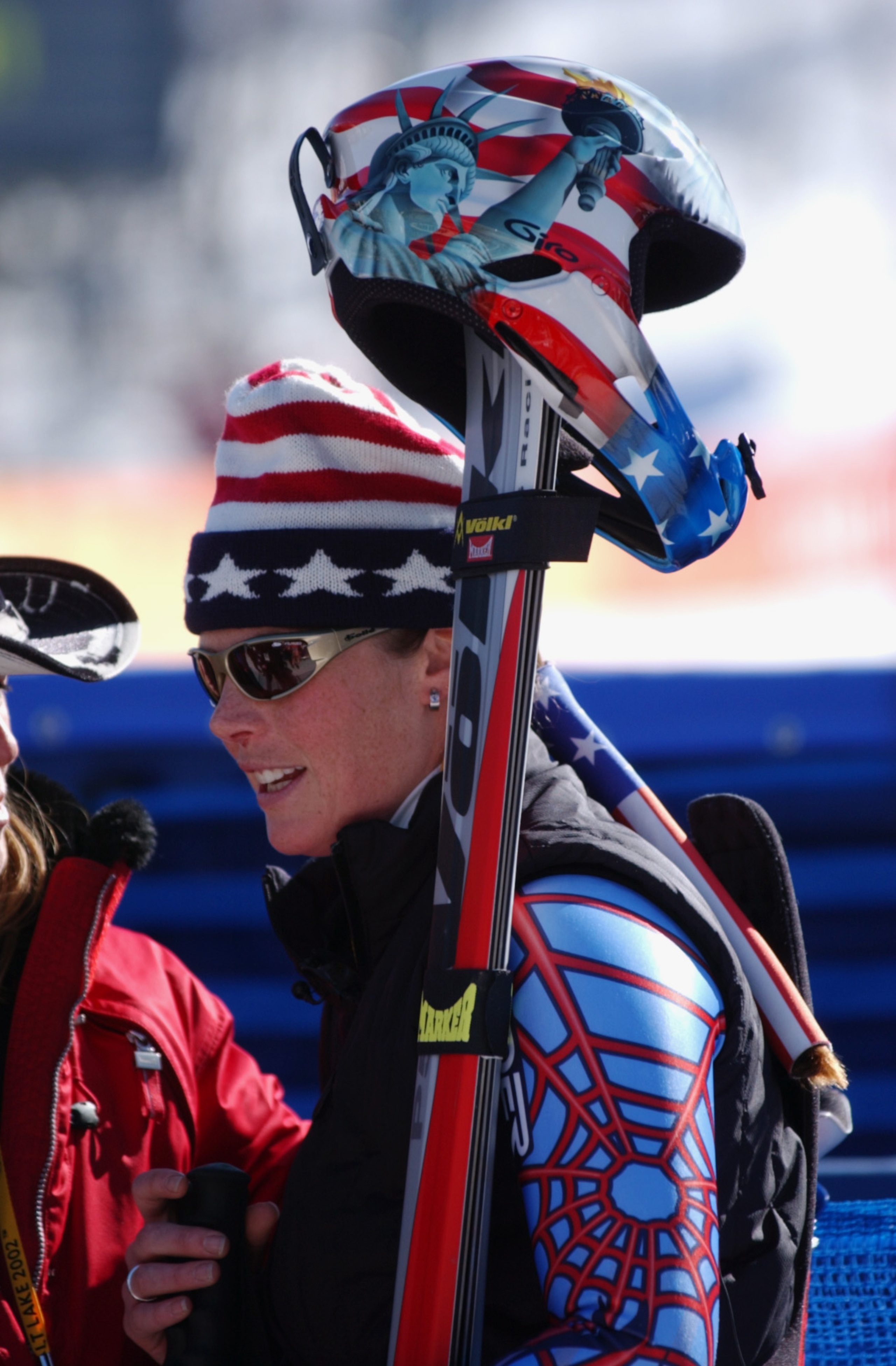 12 Feb 2002: Picabo Street of the USA after the finish of the women's downhill final during the Salt Lake City Winter Olympic Games at the Snowbasin ski area in Ogden, Utah. DIGITAL IMAGE. Mandatory Credit: Doug Pensinger/Getty Images 12 Feb 2002: Picabo Street of the USA after the finish of the women's downhill final during the Salt Lake City Winter Olympic Games at the Snowbasin ski area in Ogden, Utah. DIGITAL IMAGE. Mandatory Credit: Doug Pensinger/Getty Images