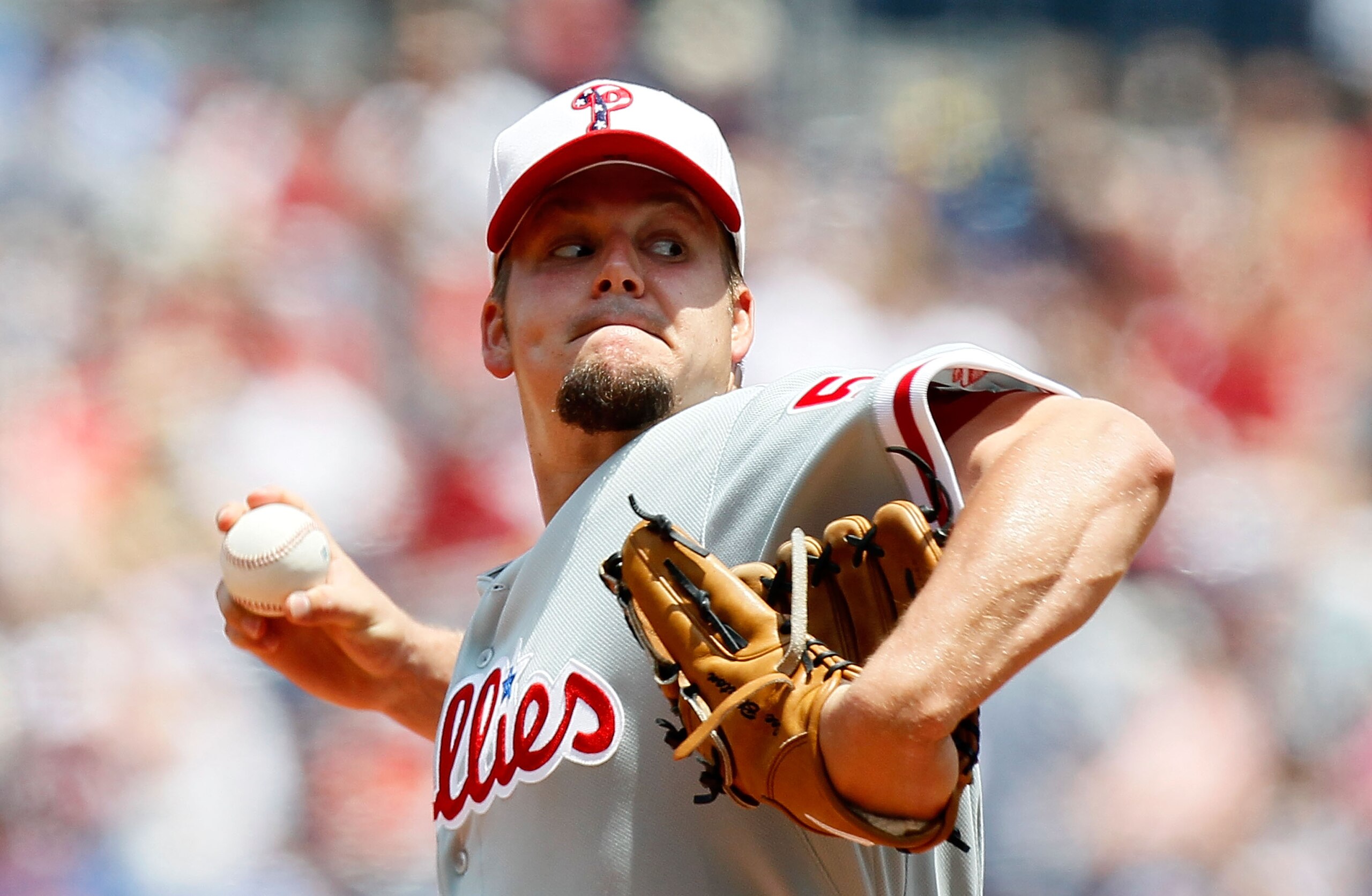 ATLANTA - MAY 31:  Starting pitcher Joe Blanton #56 of the Philadelphia Phillies pitches against the Atlanta Braves at Turner Field on May 31, 2010 in Atlanta, Georgia.  (Photo by Kevin C. Cox/Getty Images)