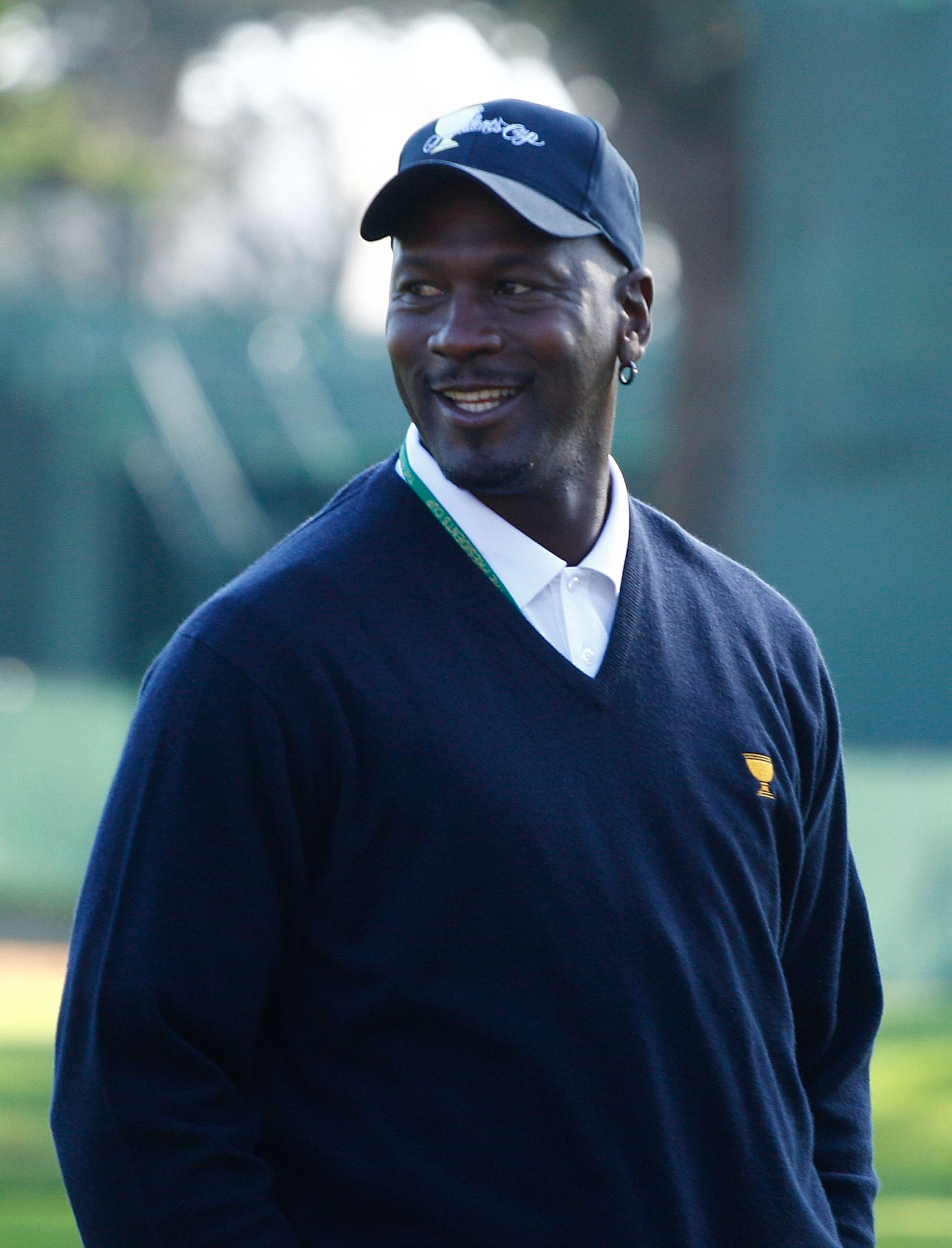SAN FRANCISCO - OCTOBER 06: US Team assistant Michael Jordan waits on the practice ground during a practice round prior to the start of The Presidents Cup at Harding Park Golf Course on October 6, 2009 in San Francisco, California. (Photo by Scott Hallera
