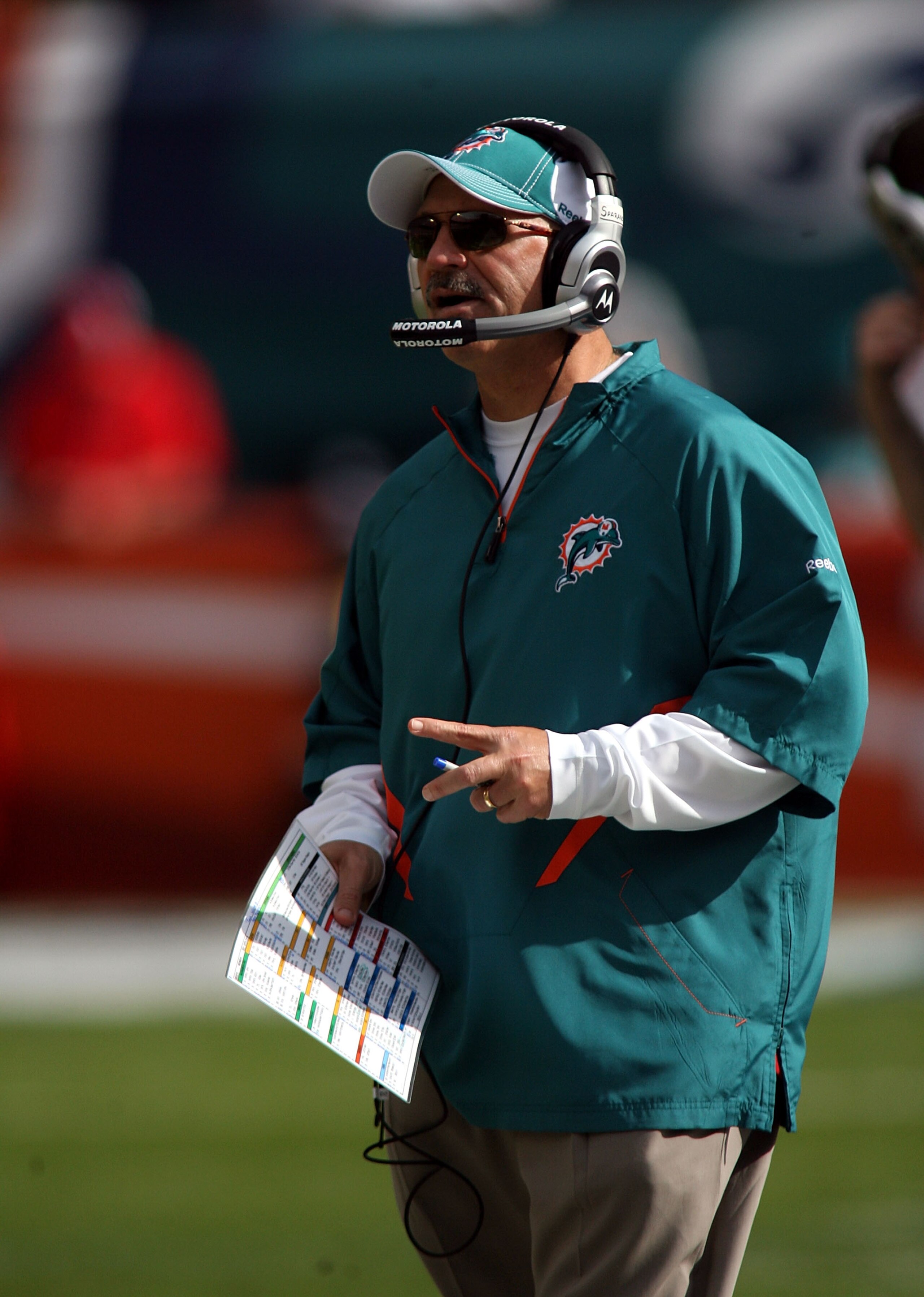 MIAMI - DECEMBER 19: Coach Tony Sparano of the Miami Dolphins against the Buffalo Bills at Sun Life Stadium on December 19, 2010 in Miami, Florida. The Bills defeated the Dolphins 17-14.  (Photo by Marc Serota/Getty Images)