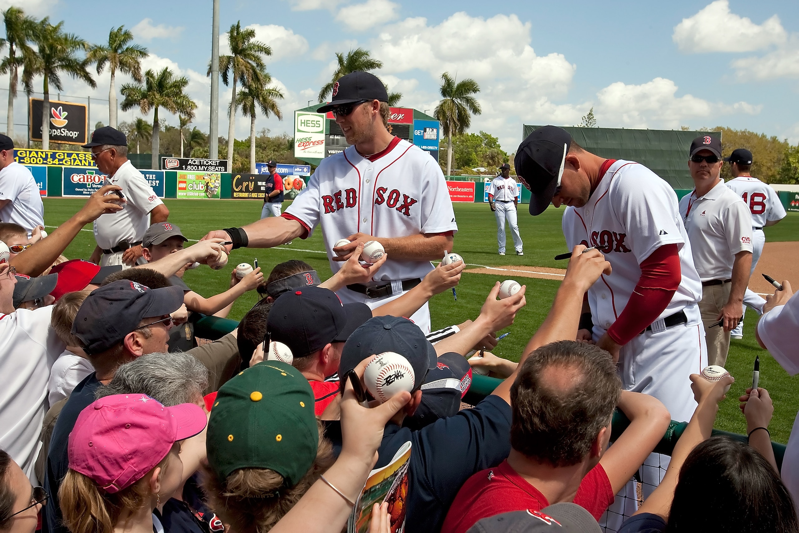 FORT MYERS, FL - MARCH 13:  Infielder Lars Anderson #78 of the Boston Red Sox signs some autographs just prior to the start of the Grapefruit League Spring Training Game against the Pittsburgh Pirates at City of Palms Park on March 13, 2010 in Fort Myers,