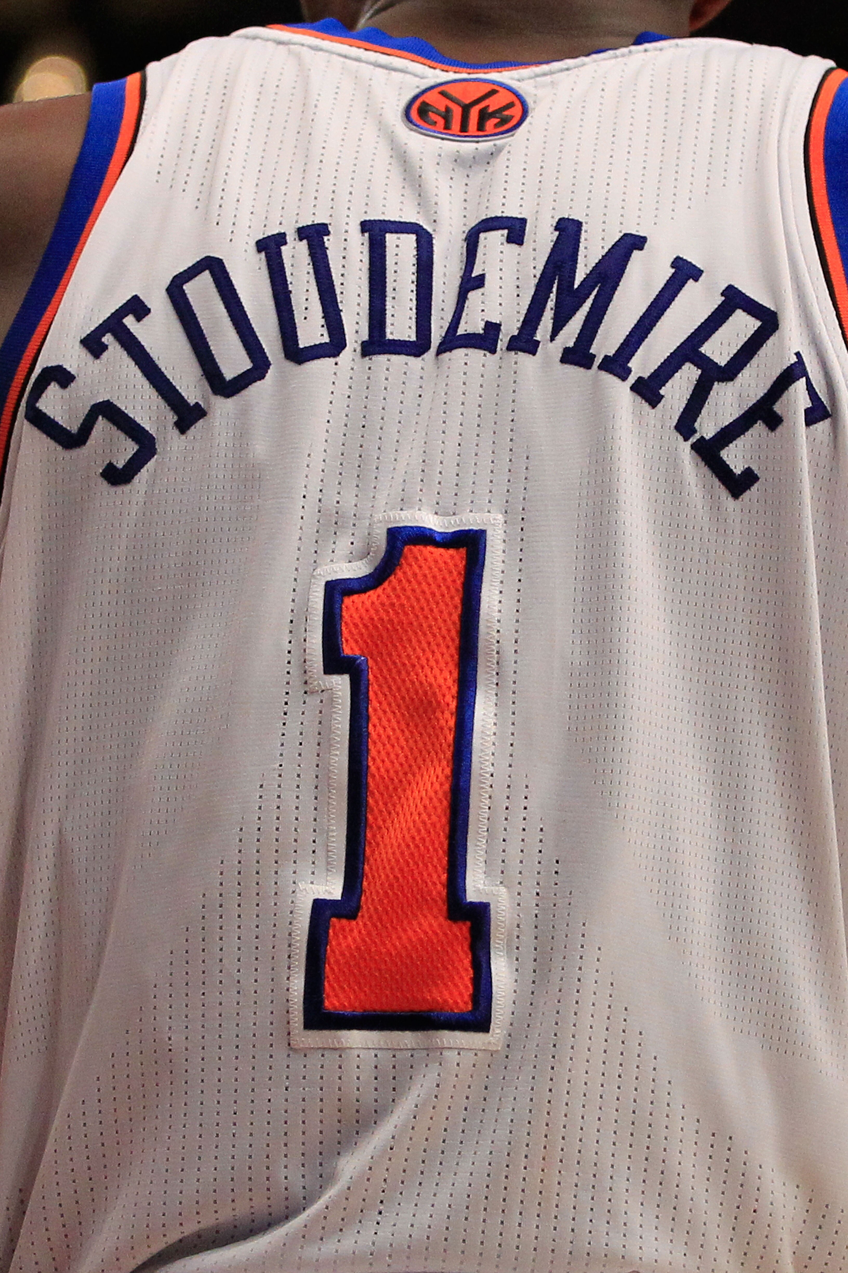 NEW YORK, NY - FEBRUARY 06:  Amar'e Stoudemire #1 of the New York Knicks on the court against the Philadelphia 76ers at Madison Square Garden on February 6, 2011 in New York City. NOTE TO USER: User expressly acknowledges and agrees that, by downloading a
