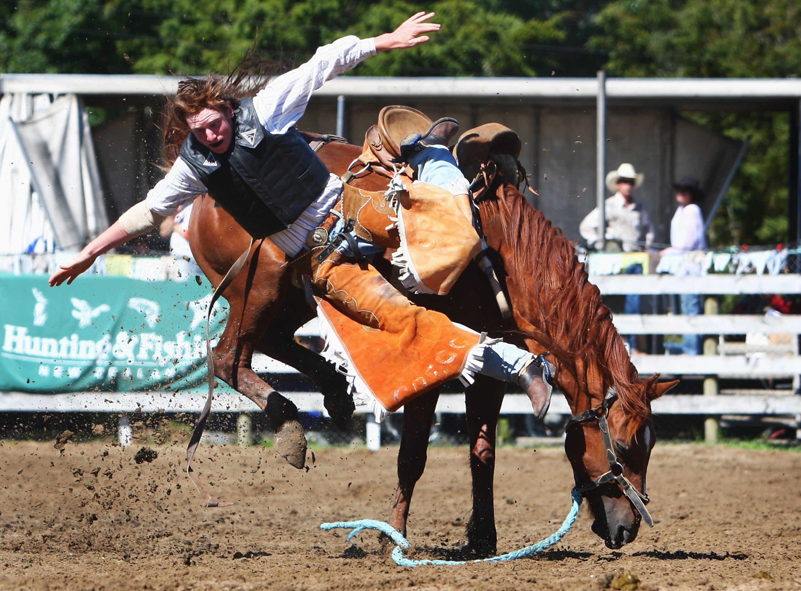 AUCKLAND, NEW ZEALAND - JANUARY 01:  Danny McCready rides in the 2nd Division saddle during the Warkworth Rodeo at the Showgrounds on January 1, 2009 in Warkworth, New Zealand.  (Photo by Sandra Mu/Getty Images)