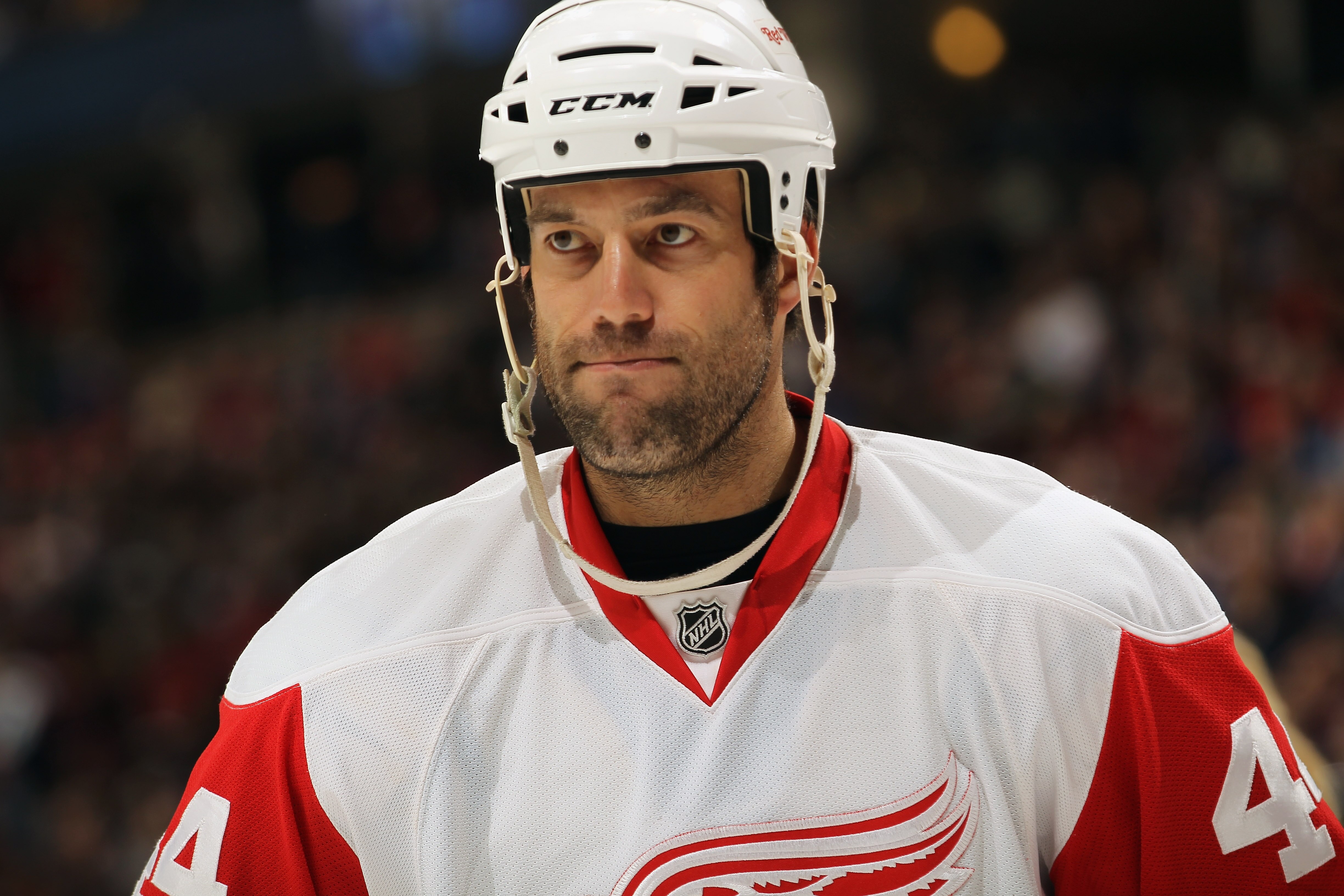 DENVER - DECEMBER 27:  Todd Bertuzzi #44 of the Detroit Red Wings warms up prior to facing the Colorado Avalanche at the Pepsi Center on December 27, 2010 in Denver, Colorado. The Red Wings defeated the Avalanche 4-3 in overtime.  (Photo by Doug Pensinger