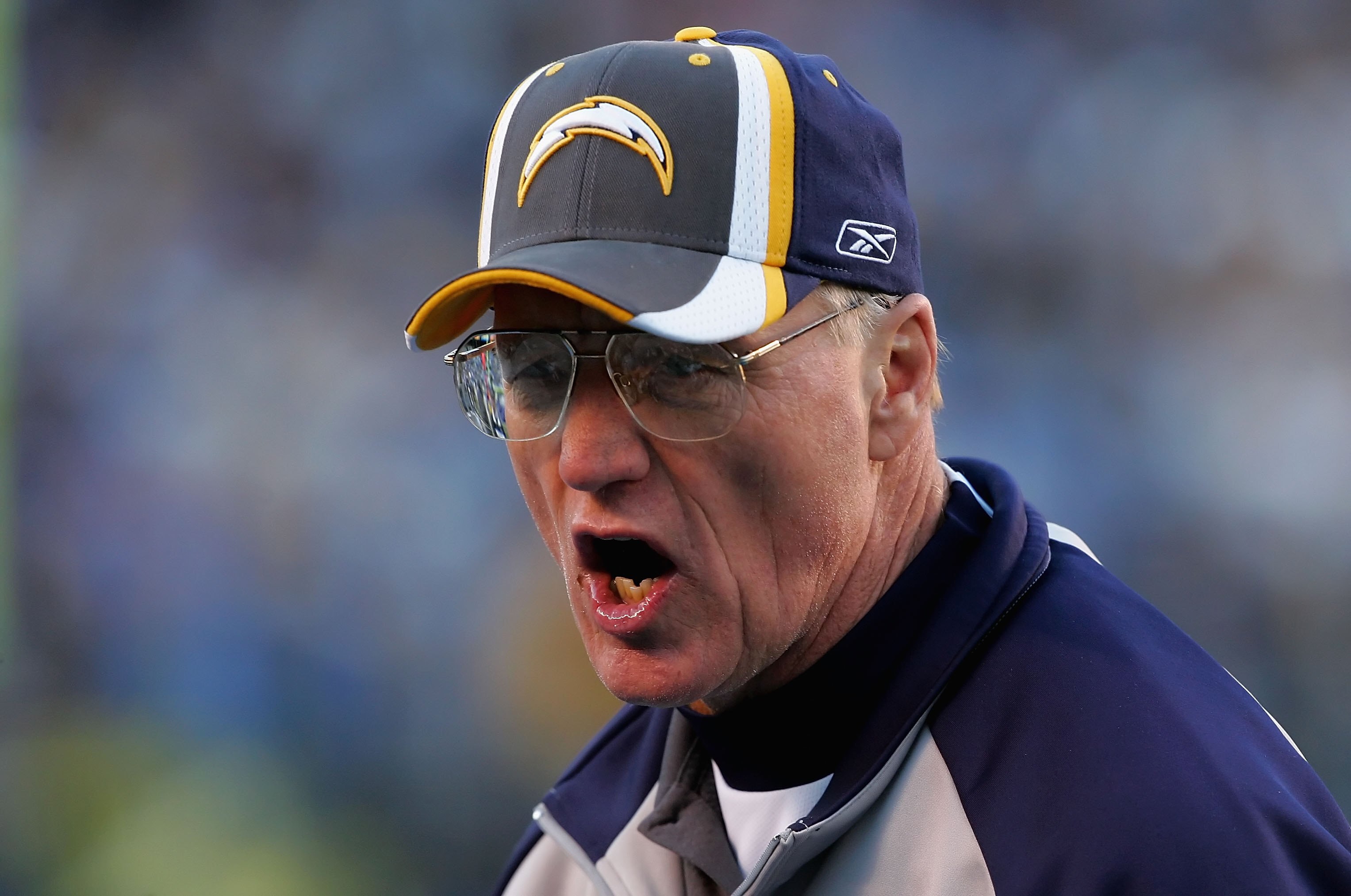SAN DIEGO - JANUARY 14:  Head coach Marty Schottenheimer of the San Diego Chargers reacts during the AFC Divisional Playoff Game against the New England Patriots held on January 14, 2007 at Qualcomm Stadium in San Diego, California.  (Photo by Lisa Blumen