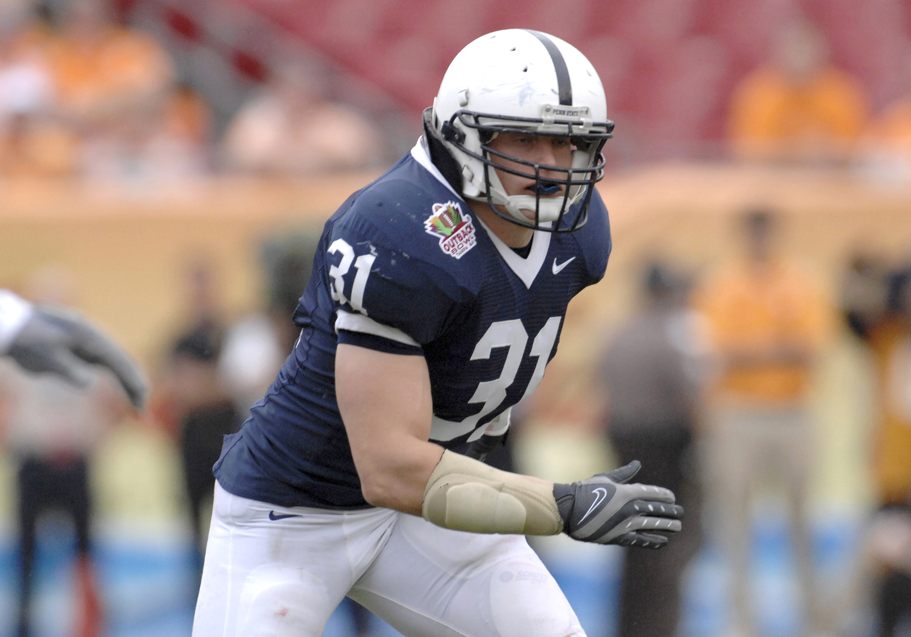 Penn State linebacker Paul Posluszny during the 2007 Outback Bowl between Penn State and Tennessee at Raymond James Stadium in Tampa, Florida on January 1, 2007. (Photo by A. Messerschmidt/Getty Images)
