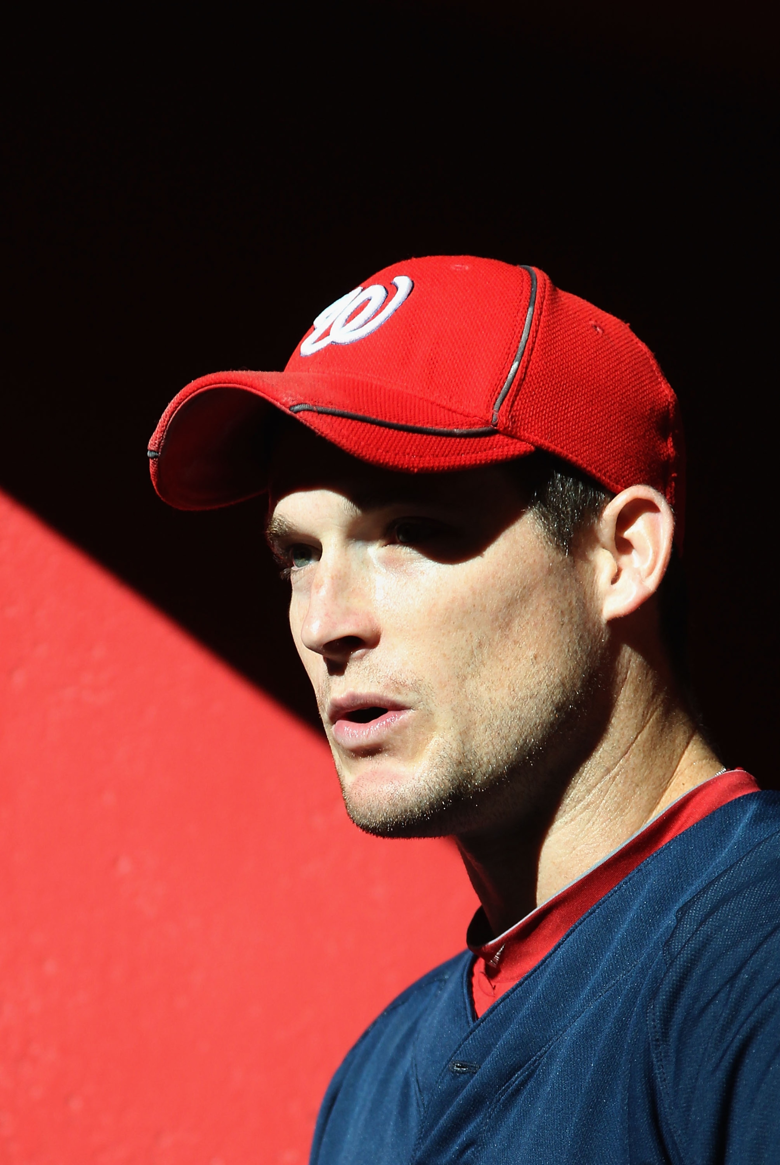 PHOENIX - AUGUST 04:  Josh Willingham #16 of the Washington Nationals sits in the dugout before the Major League Baseball game against the Arizona Diamondbacks at Chase Field on August 4, 2010 in Phoenix, Arizona.  (Photo by Christian Petersen/Getty Image