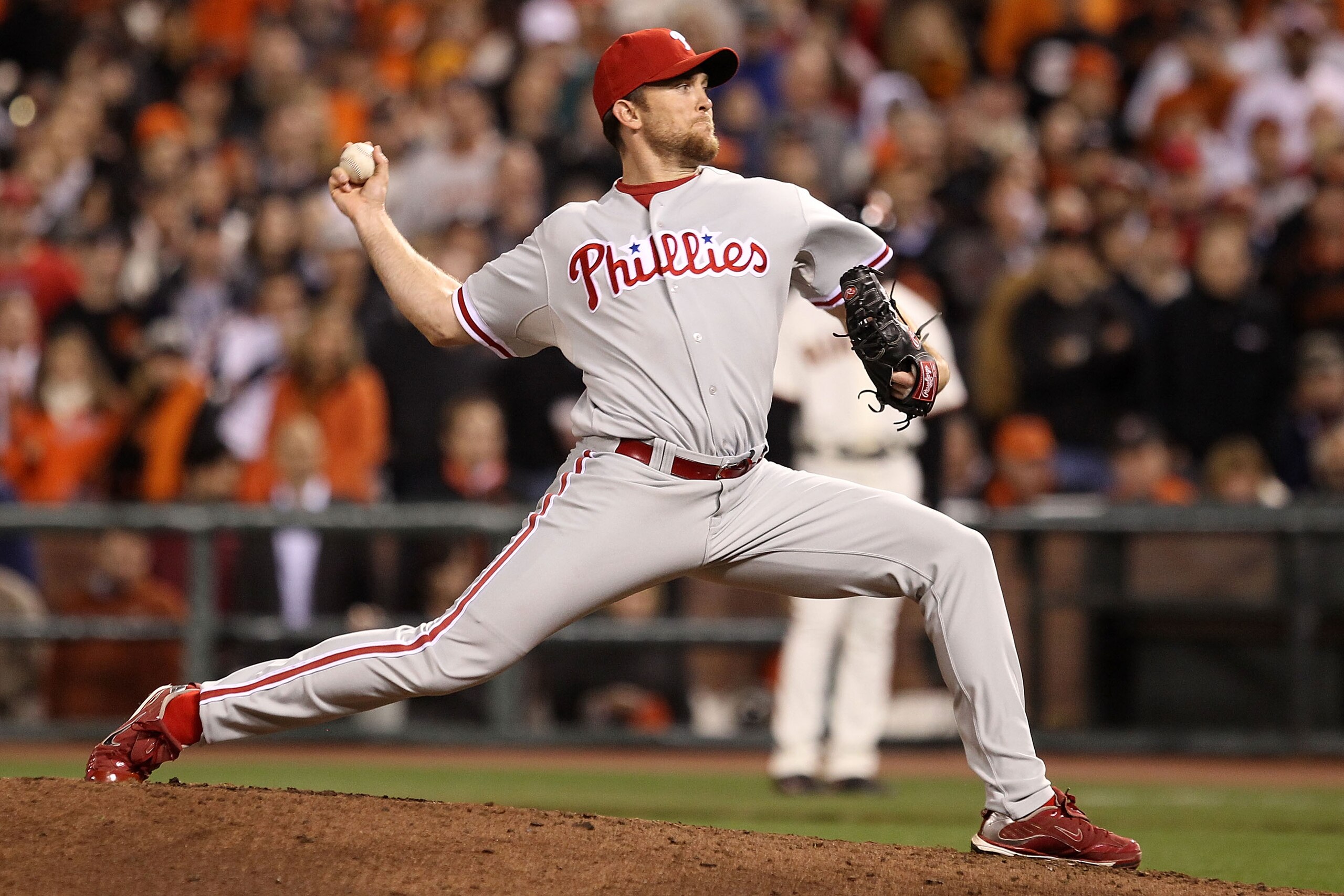 SAN FRANCISCO - OCTOBER 21:  Brad Lidge #54 of the Philadelphia Phillies throws a pitch against the San Francisco Giants in the ninth inning of Game Five of the NLCS during the 2010 MLB Playoffs at AT&T Park on October 21, 2010 in San Francisco, Californi