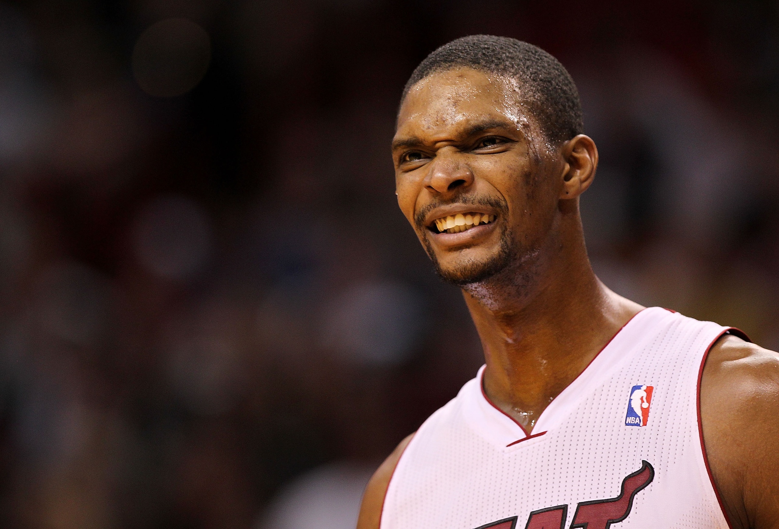 MIAMI, FL - FEBRUARY 08: Chris Bosh #1 of the Miami Heat looks on during a game against the Indiana Pacers at American Airlines Arena on February 8, 2011 in Miami, Florida. NOTE TO USER: User expressly acknowledges and agrees that, by downloading and/or MIAMI, FL - FEBRUARY 08: Chris Bosh #1 of the Miami Heat looks on during a game against the Indiana Pacers at American Airlines Arena on February 8, 2011 in Miami, Florida. NOTE TO USER: User expressly acknowledges and agrees that, by downloading and/or