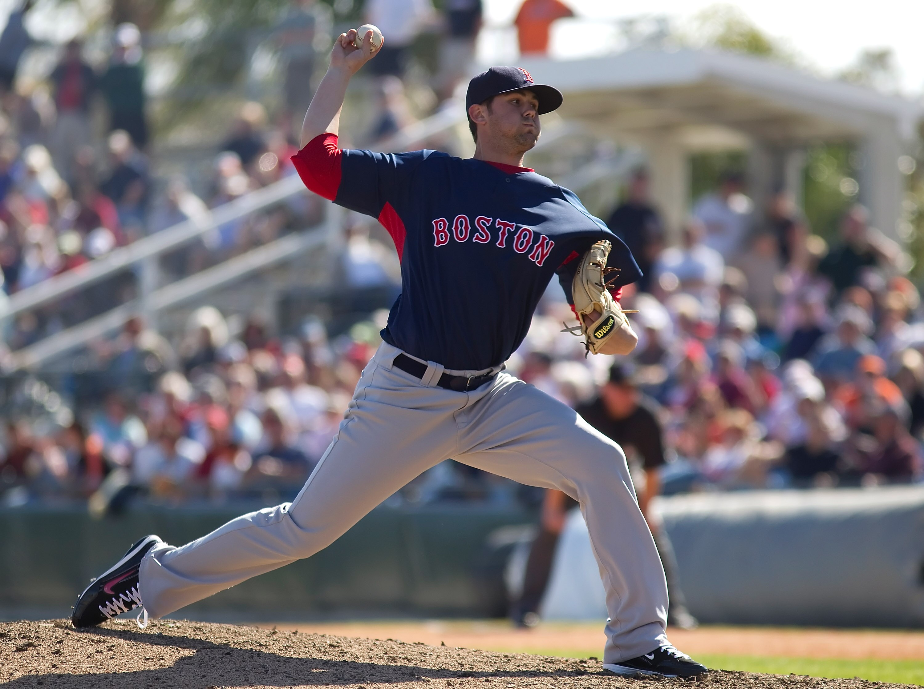 SARASOTA, FL - MARCH 07:  Pitcher Casey Kelly #93 of the Boston Red Sox pitches against the Baltimore Orioles during a Grapefruit League Spring Training Game at Ed Smith Stadium on March 7, 2010 in Sarasota, Florida.  (Photo by J. Meric/Getty Images)