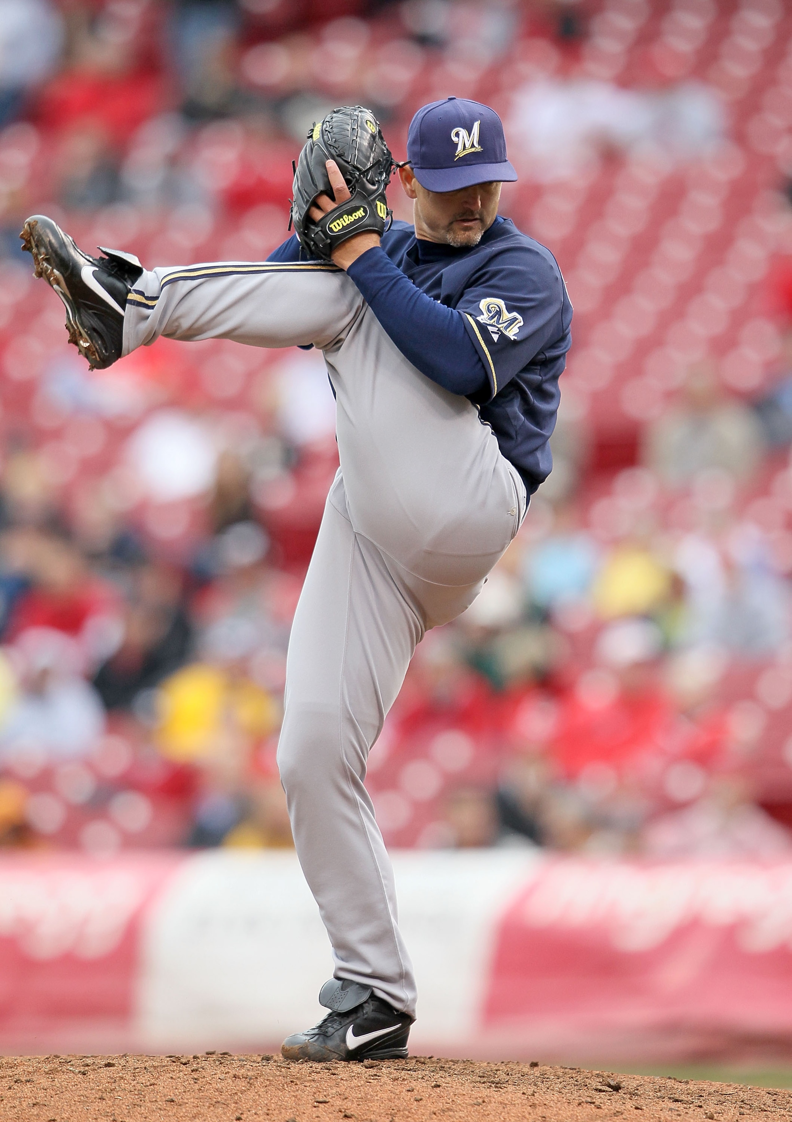 CINCINNATI - MAY 18:  Trevor Hoffman #51 of the Milwaukee Brewers throws a pitch in the 9th inning during the game against the Cincinnati Reds at Great American Ball Park on May 18, 2010 in Cincinnati, Ohio. The Reds won 5-4.  (Photo by Andy Lyons/Getty I