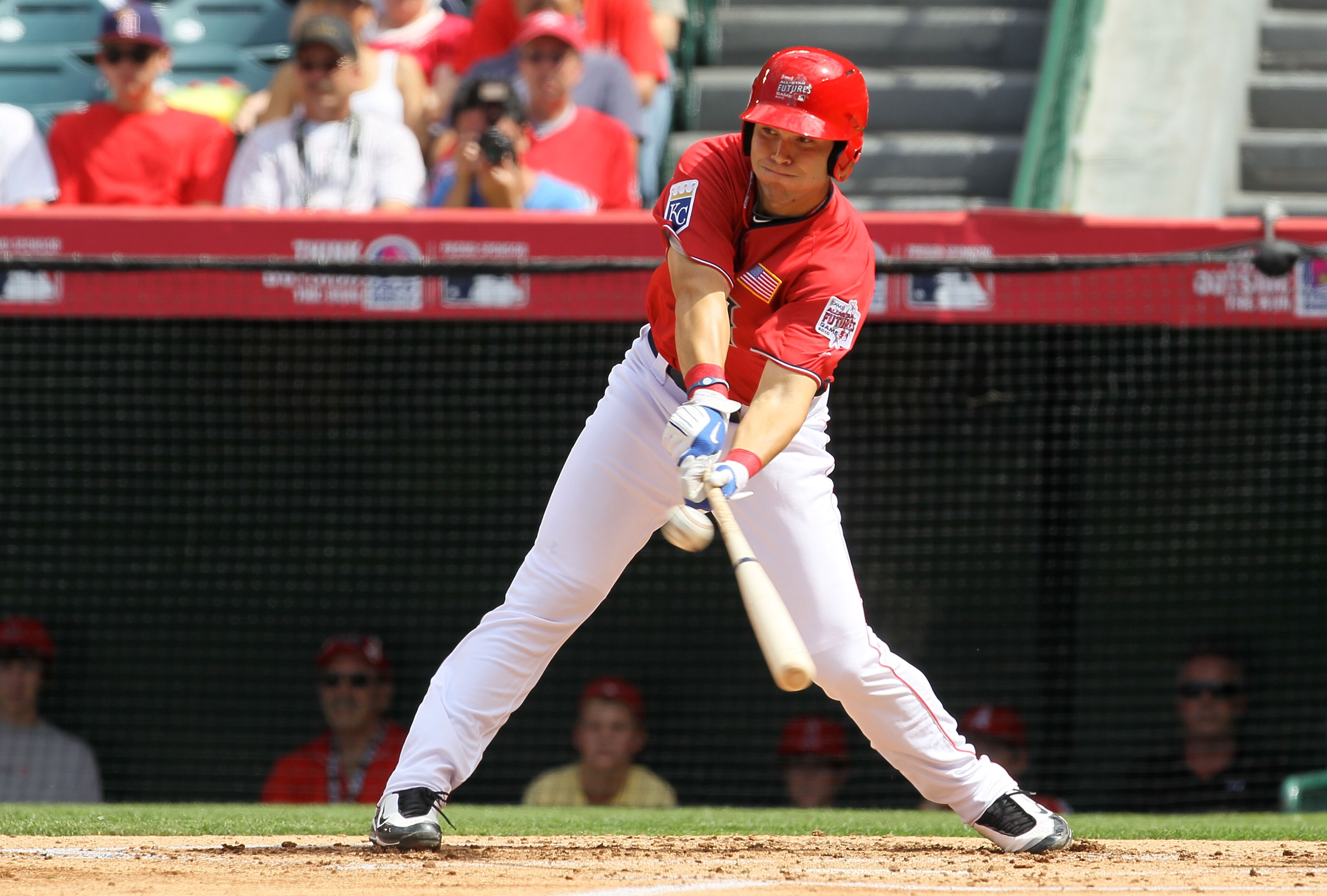 ANAHEIM, CA - JULY 11:  U.S. Futures All-Star Eric Hosmer #30 of the Kansas City Royals at bat during the 2010 XM All-Star Futures Game at Angel Stadium of Anaheim on July 11, 2010 in Anaheim, California.  (Photo by Stephen Dunn/Getty Images)