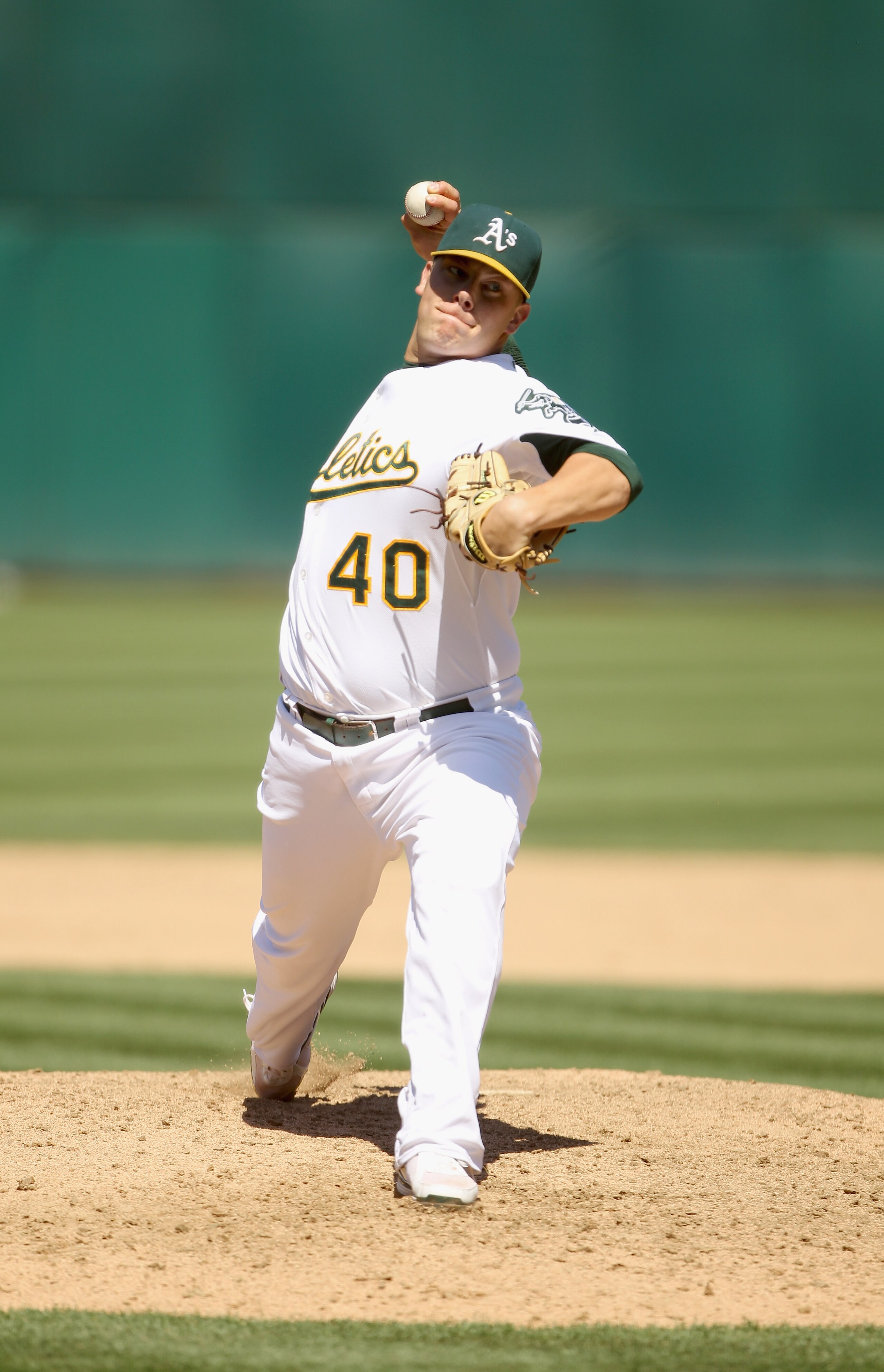 OAKLAND, CA - JULY 11:  Andrew Bailey #40 of the Oakland Athletics pitches against the Los Angeles Angels of Anaheim at the Oakland-Alameda County Coliseum on July 11, 2010 in Oakland, California.  (Photo by Ezra Shaw/Getty Images)
