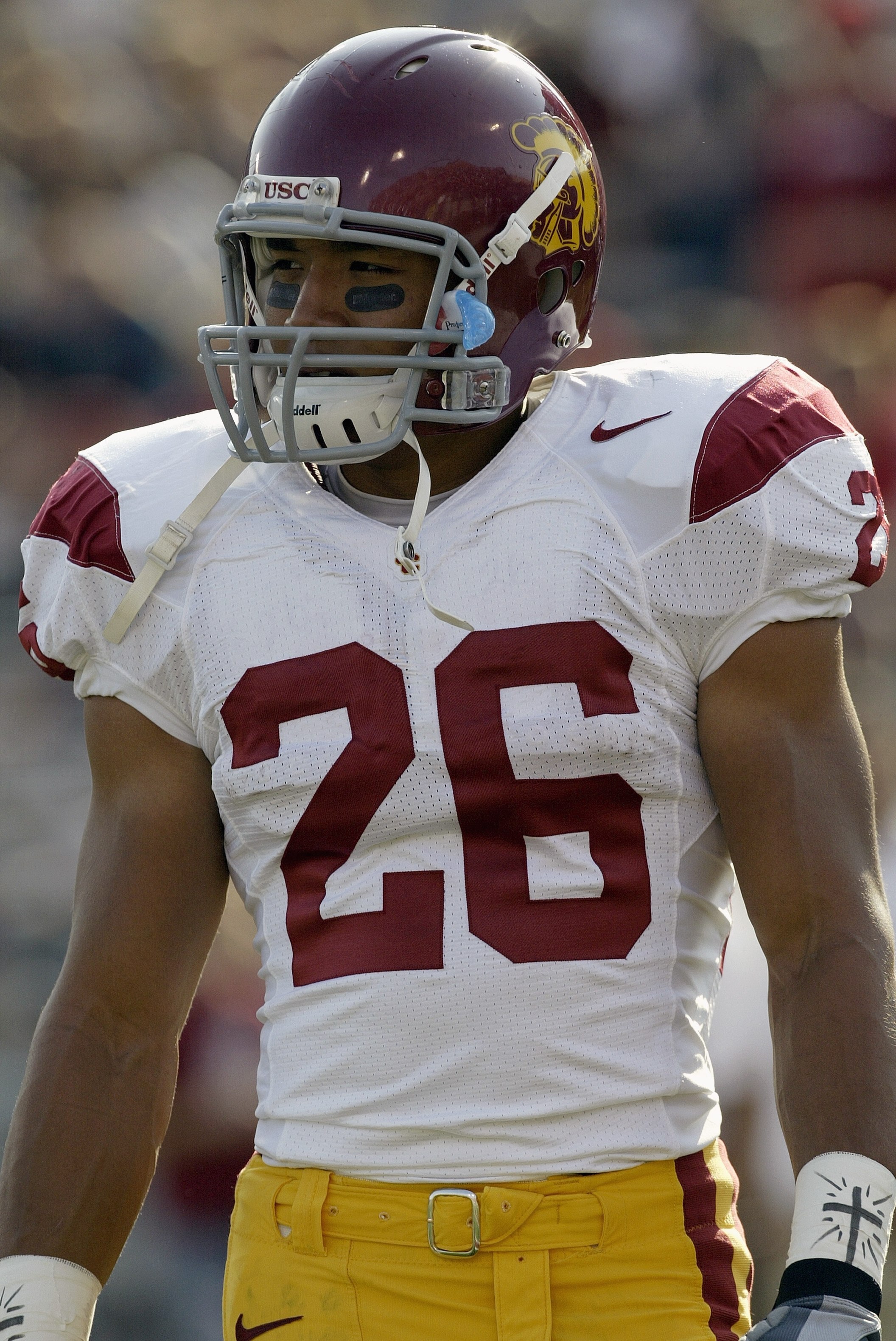 PULLMAN, WA - SEPTEMBER 30:  Running back Emmanuel Moody #26 of the USC Trojans looks on against the Washington State Cougars on September 30, 2006 at Martin Stadium in Pullman, Washington. USC won 28-22. (Photo by Otto Greule Jr/Getty Images)