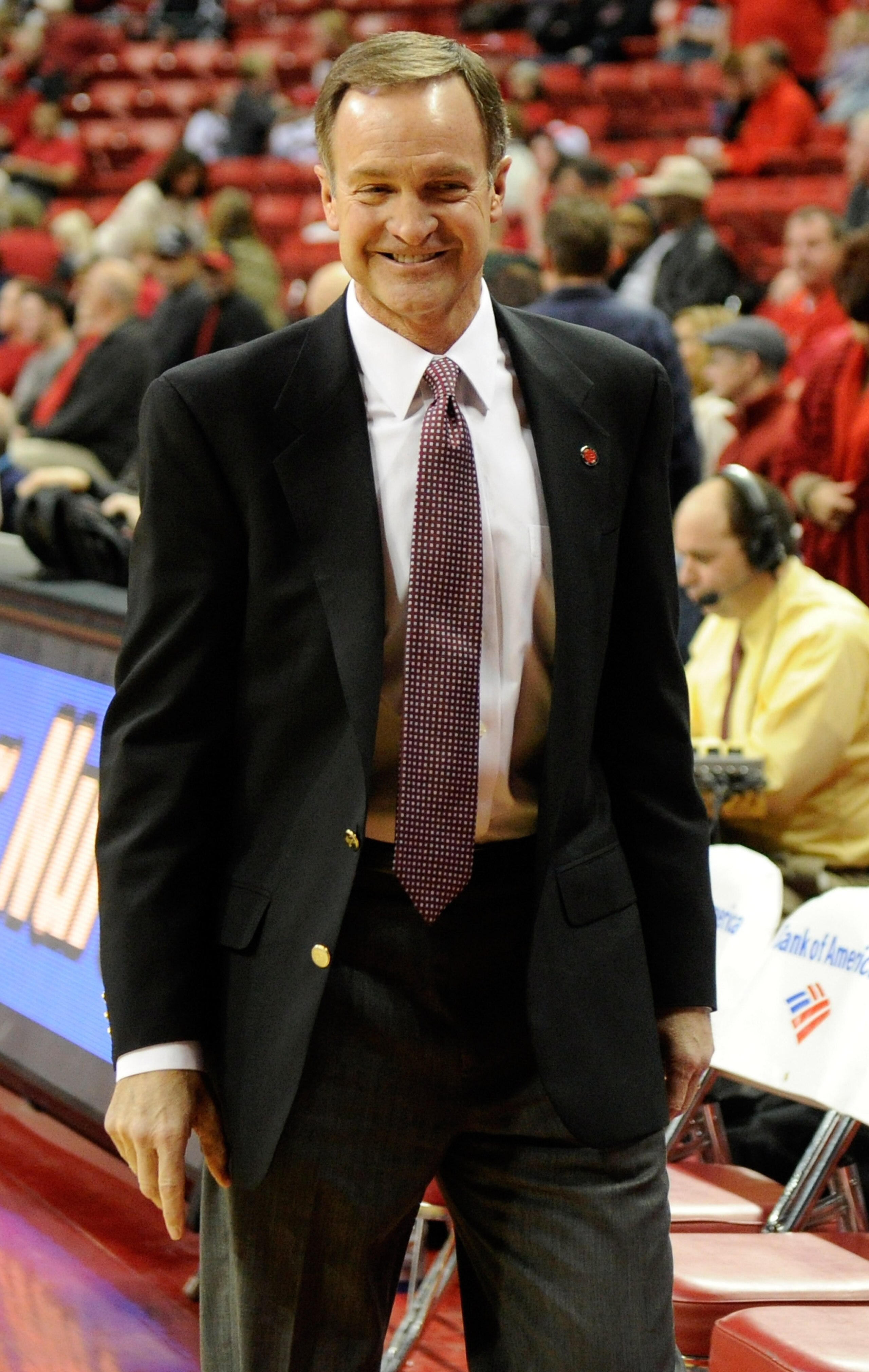 LAS VEGAS, NV - DECEMBER 30: Head coach Lon Kruger of the UNLV Rebels smiles before his team's game against the Central Michigan Chippewas at the Thomas & Mack Center December 30, 2010 in Las Vegas, Nevada. UNLV won 73-47. (Photo by Ethan Miller/Getty I LAS VEGAS, NV - DECEMBER 30: Head coach Lon Kruger of the UNLV Rebels smiles before his team's game against the Central Michigan Chippewas at the Thomas & Mack Center December 30, 2010 in Las Vegas, Nevada. UNLV won 73-47. (Photo by Ethan Miller/Getty I