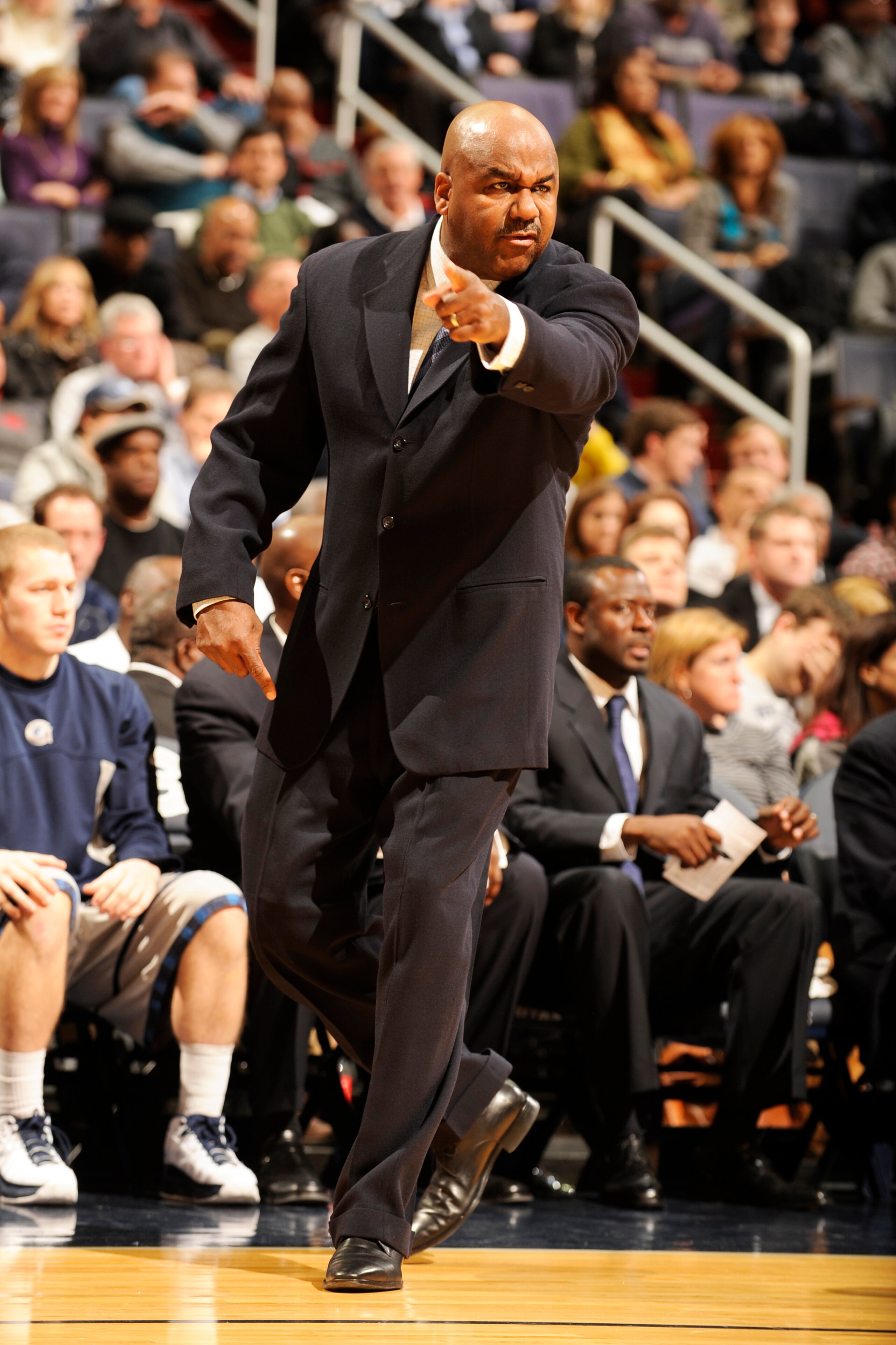 WASHINGTON, DC- JANUARY 12: John Thompson III of the Georgetown Hoyas reacts to a play during a college basketball game against the Pittsburgh Panthers on January 12, 2011 at the Verizon Center in Washington, DC. The Panthers won 72-57. (Photo by Mitc WASHINGTON, DC- JANUARY 12: John Thompson III of the Georgetown Hoyas reacts to a play during a college basketball game against the Pittsburgh Panthers on January 12, 2011 at the Verizon Center in Washington, DC. The Panthers won 72-57. (Photo by Mitc