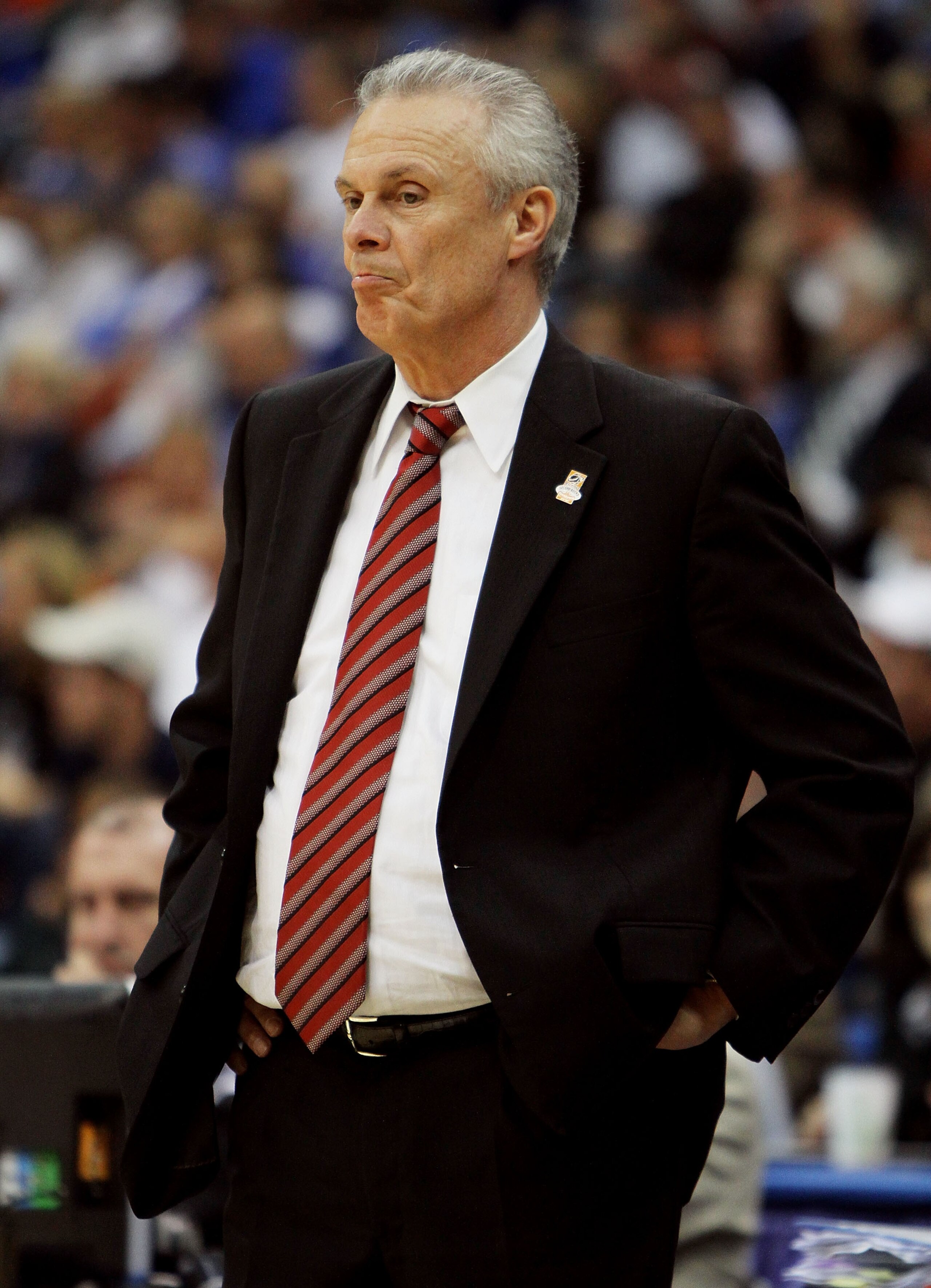 JACKSONVILLE, FL - MARCH 21: Head coach Bo Ryan of the Wisconsin Badgers reacts to his team falling behind by 20 points late in the game against the Cornell Big Red during the second round of the 2010 NCAA men's basketball tournament at Jacksonville Vete JACKSONVILLE, FL - MARCH 21: Head coach Bo Ryan of the Wisconsin Badgers reacts to his team falling behind by 20 points late in the game against the Cornell Big Red during the second round of the 2010 NCAA men's basketball tournament at Jacksonville Vete