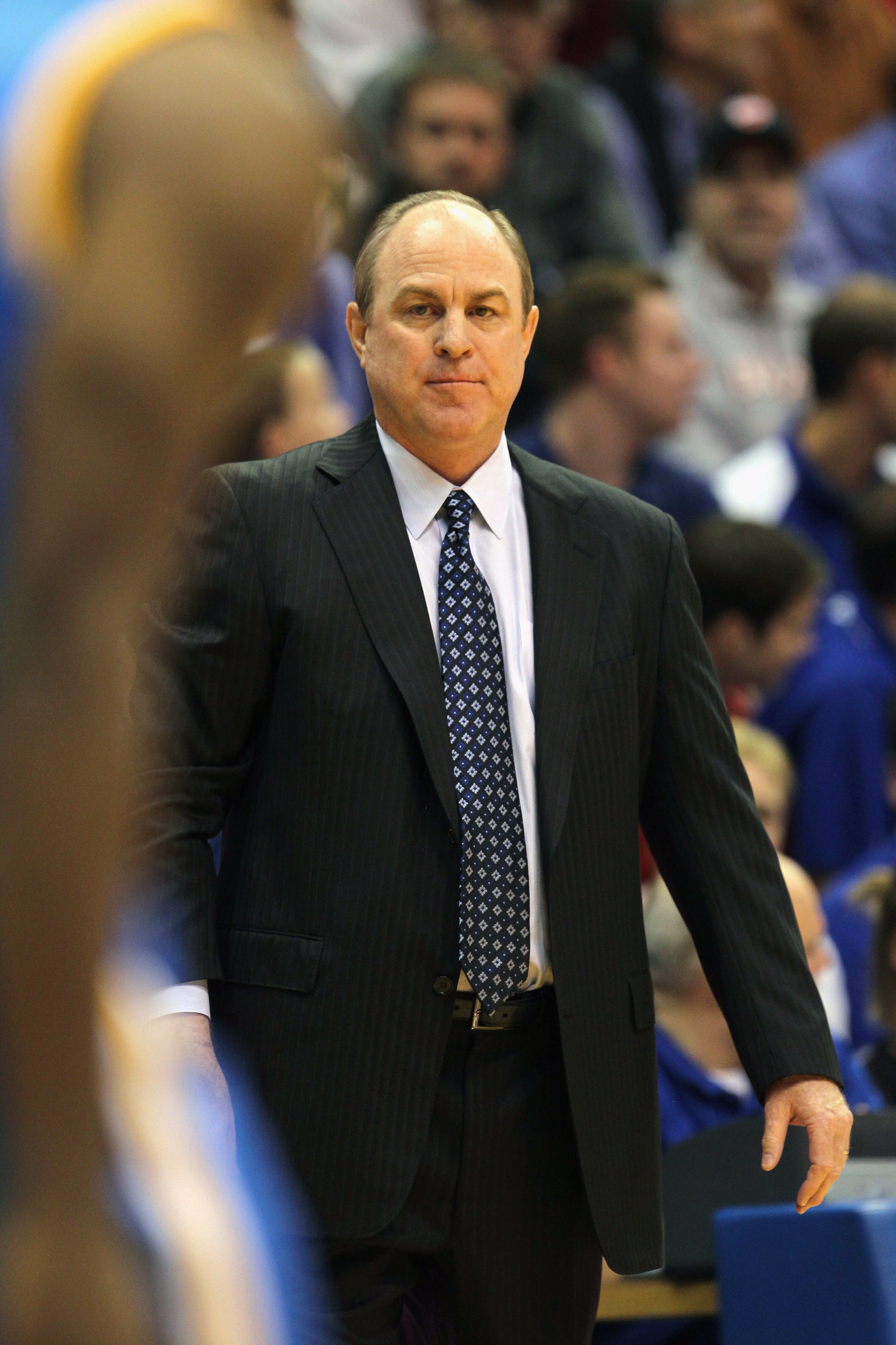LAWRENCE, KS - DECEMBER 02:  Head coach Ben Howland of the UCLA Bruins in action during the game against the Kansas Jayhawks on December 2, 2010 at Allen Fieldhouse in Lawrence, Kansas.  (Photo by Jamie Squire/Getty Images)