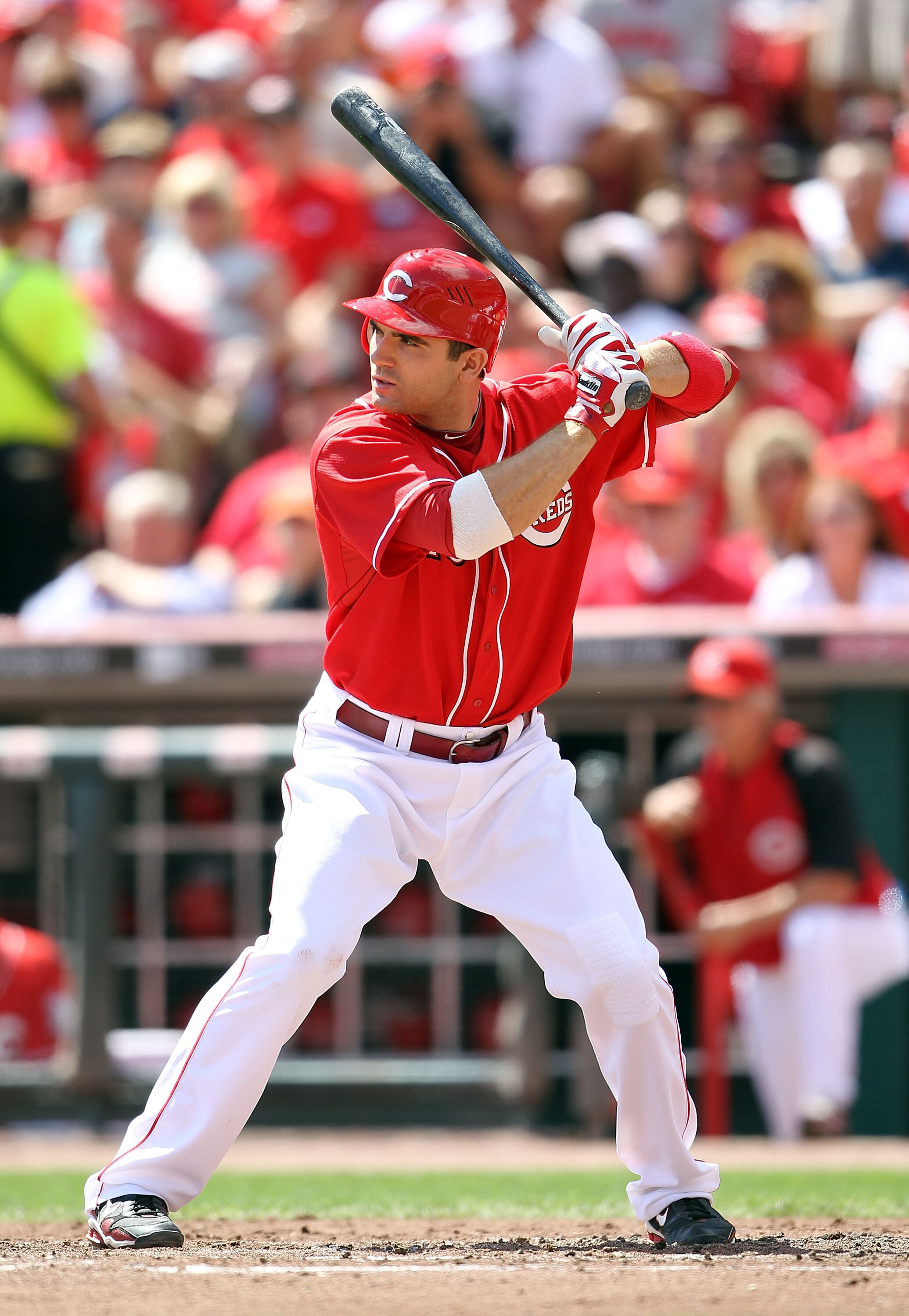 CINCINNATI - SEPTEMBER 12:  Joey Votto #19 of  the Cincinnati Reds is at bat during the game against the Pittsburgh Pirates at Great American Ballpark on September 12, 2010 in Cincinnati, Ohio.  (Photo by Andy Lyons/Getty Images)