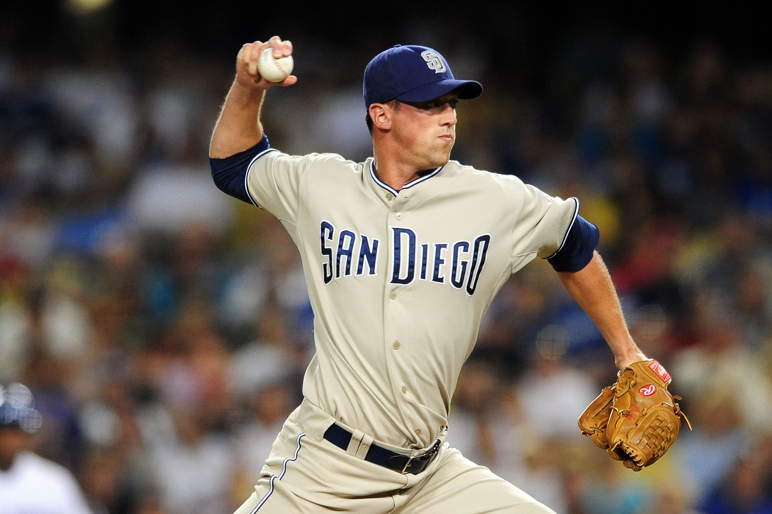 LOS ANGELES, CA - SEPTEMBER 04: Luke Gregerson #57 of the San Diego Padres pitches against the Los Angeles Dodgers on September 4, 2009 at Dodger Stadium in Los Angeles, California. (Photo by Jacob de Golish/Getty Images) LOS ANGELES, CA - SEPTEMBER 04: Luke Gregerson #57 of the San Diego Padres pitches against the Los Angeles Dodgers on September 4, 2009 at Dodger Stadium in Los Angeles, California. (Photo by Jacob de Golish/Getty Images)