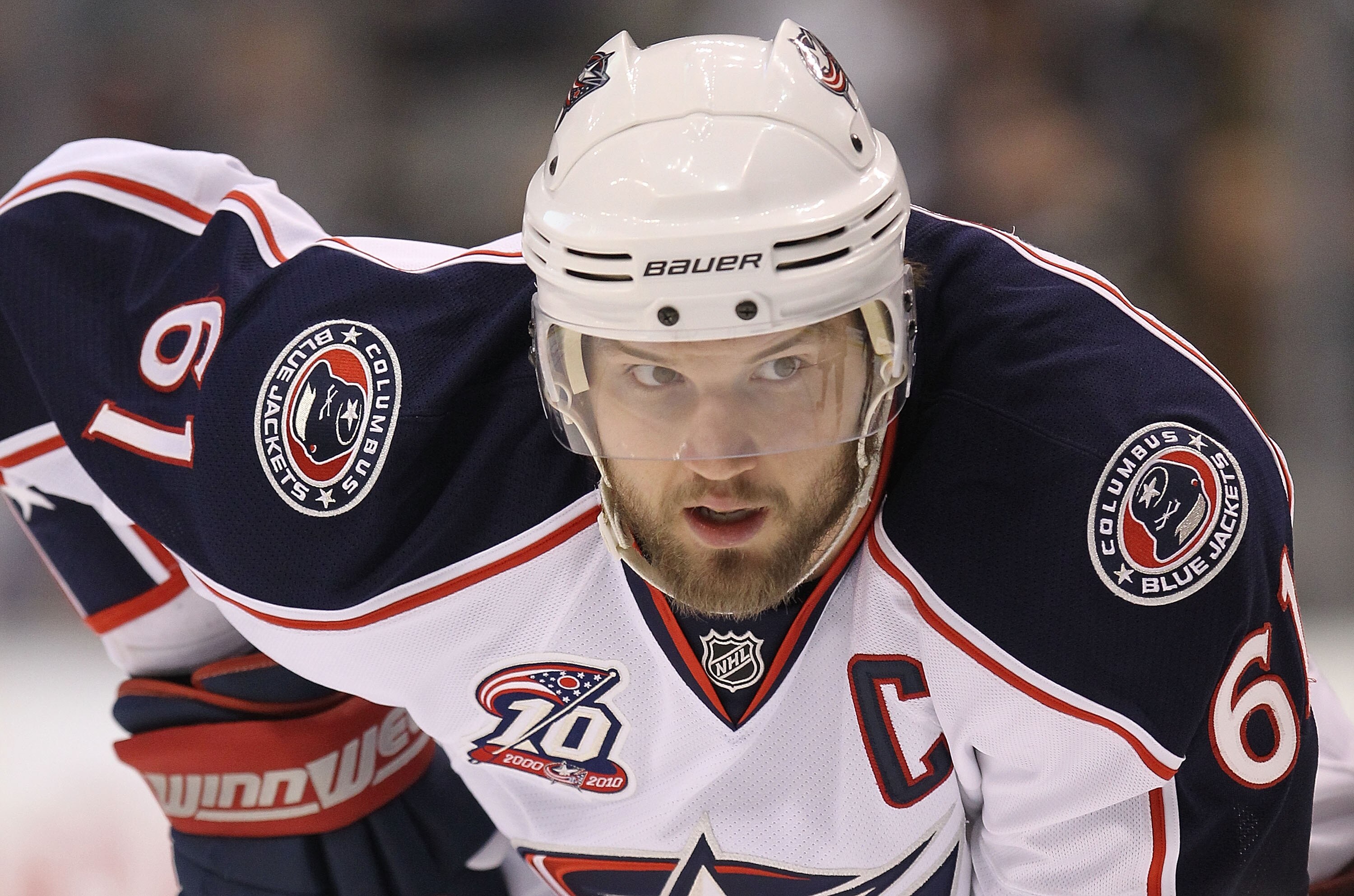 DALLAS, TX - FEBRUARY 13:  Right wing Rick Nash #61 of the Columbus Blue Jackets at American Airlines Center on February 13, 2011 in Dallas, Texas.  (Photo by Ronald Martinez/Getty Images)