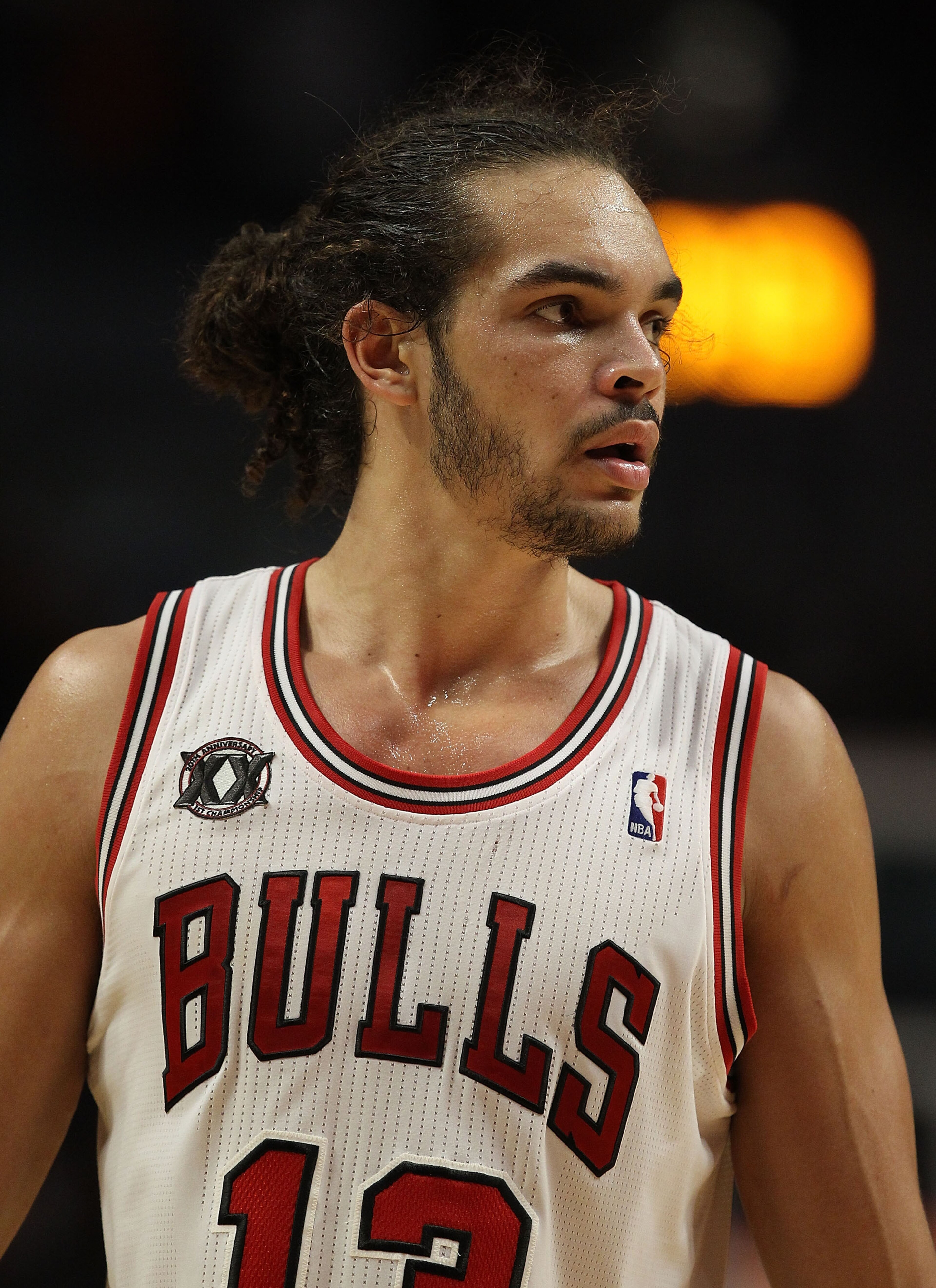 CHICAGO, IL - DECEMBER 10: Joakim Noah #13 of the Chicago Bulls looks at a referee during a game against the Los Angeles Lakers at the United Center on December 10, 2010 in Chicago, Illinois. The Bulls defeated the Lakers 88-84. NOTE TO USER: User express CHICAGO, IL - DECEMBER 10: Joakim Noah #13 of the Chicago Bulls looks at a referee during a game against the Los Angeles Lakers at the United Center on December 10, 2010 in Chicago, Illinois. The Bulls defeated the Lakers 88-84. NOTE TO USER: User express
