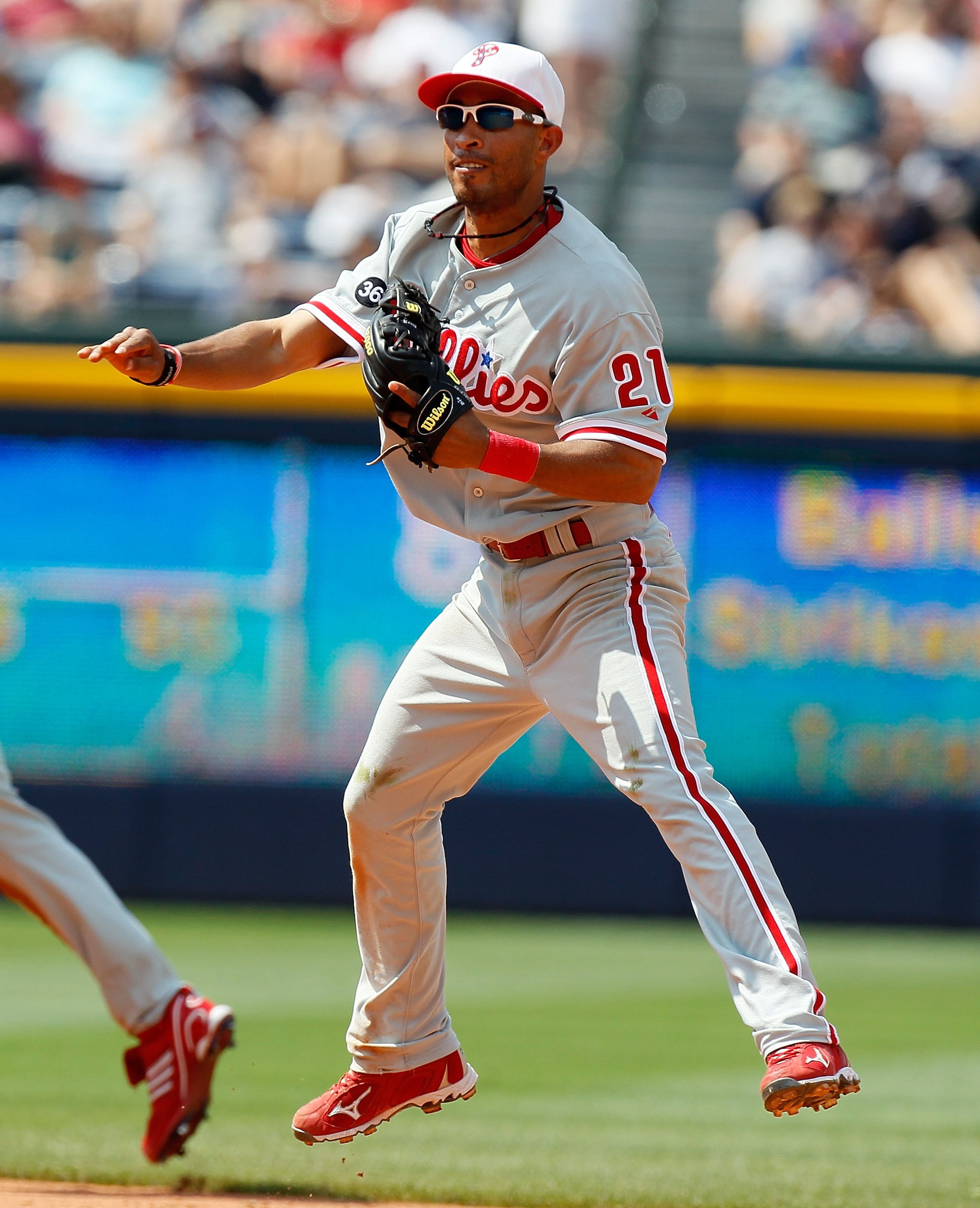 ATLANTA - MAY 31:  Wilson Valdez #21 of the Philadelphia Phillies against the Atlanta Braves at Turner Field on May 31, 2010 in Atlanta, Georgia.  (Photo by Kevin C. Cox/Getty Images)