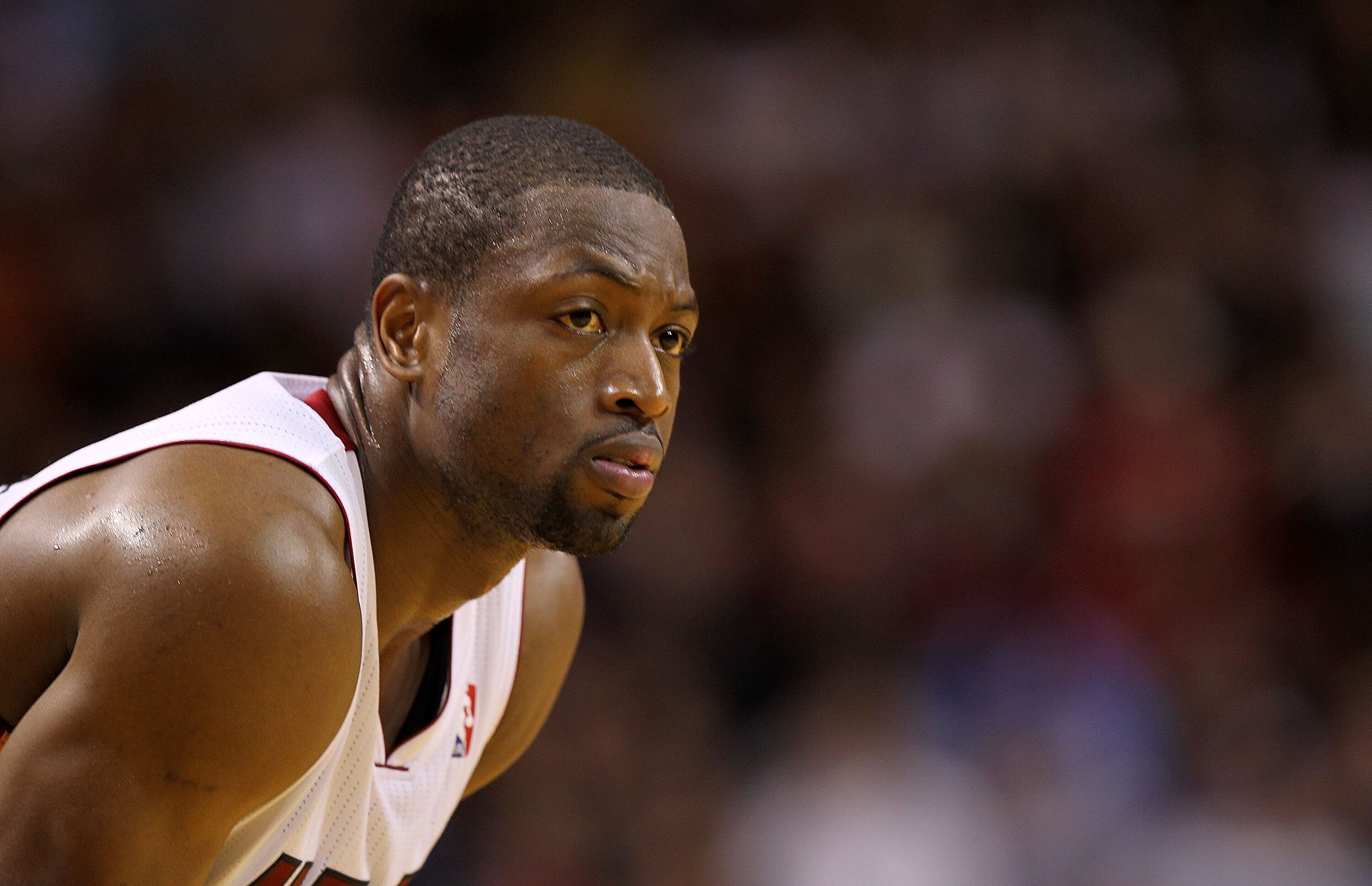 MIAMI, FL - FEBRUARY 08: Dwyane Wade #3 of the Miami Heat looks on during a game against the Indiana Pacers at American Airlines Arena on February 8, 2011 in Miami, Florida. NOTE TO USER: User expressly acknowledges and agrees that, by downloading and/or