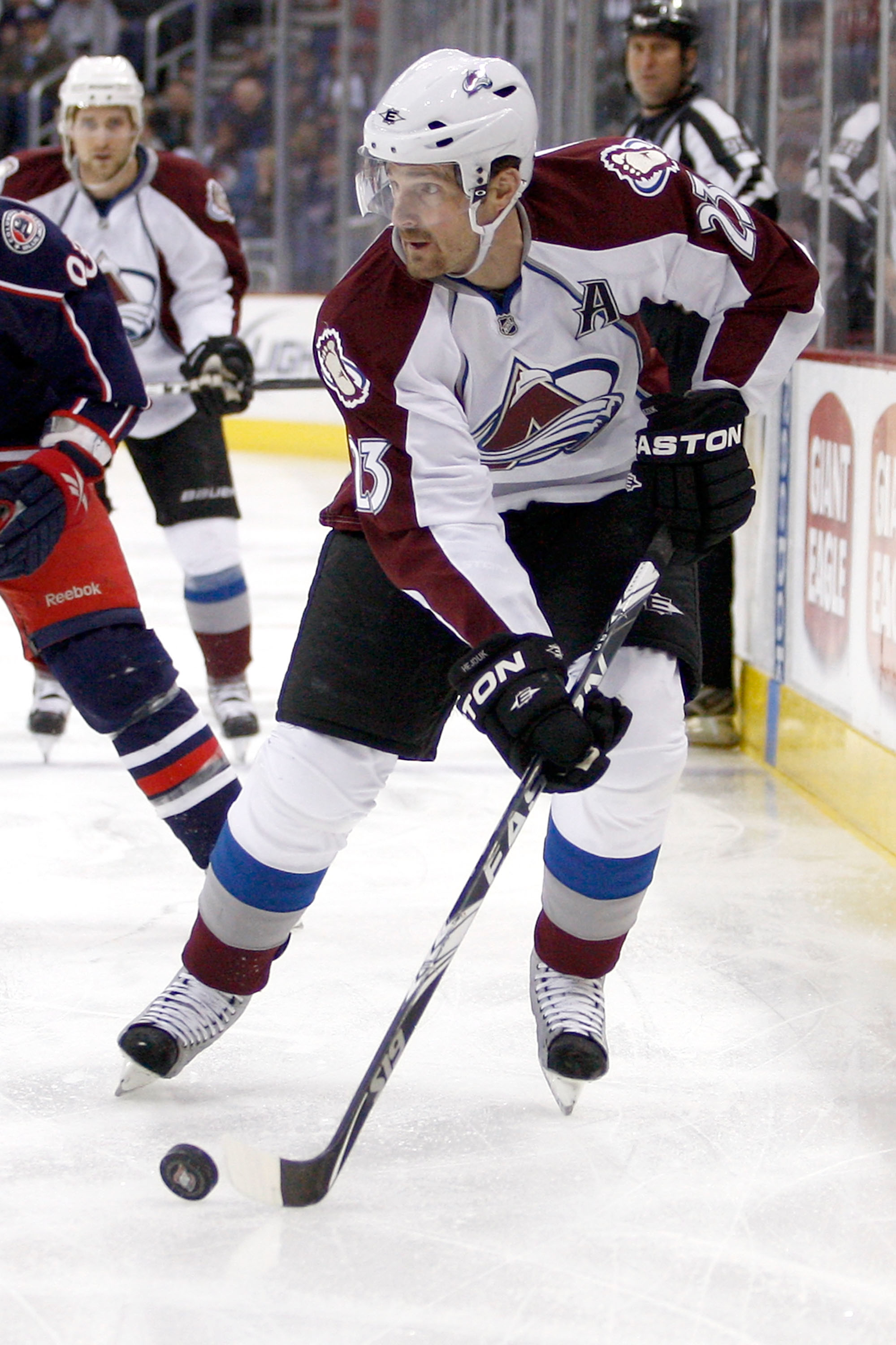 COLUMBUS, OH - FEBRUARY 11:  Milan Hejduk #23 of the Colorado Avalanche skates with the puck during a game against the Columbus Blue Jackets on February 11, 2011 at Nationwide Arena in Columbus, Ohio. (Photo by John Grieshop/Getty Images)