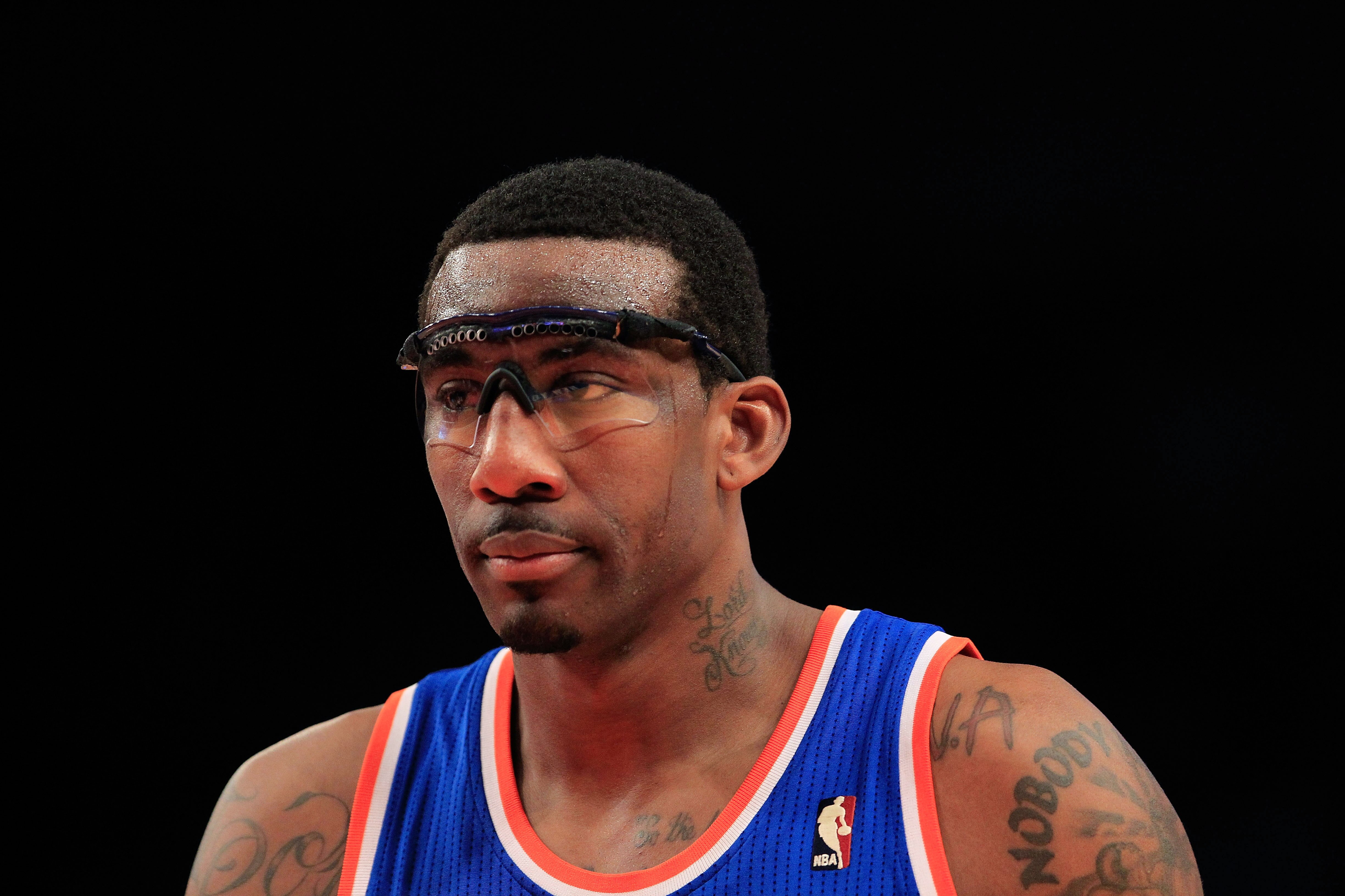 NEW YORK, NY - FEBRUARY 23: Amar'e Stoudemire #1 of the New York Knicks looks on against the Milwaukee Bucks at Madison Square Garden on February 23, 2011 in New York City. NOTE TO USER: User expressly acknowledges and agrees that, by downloading and/or u