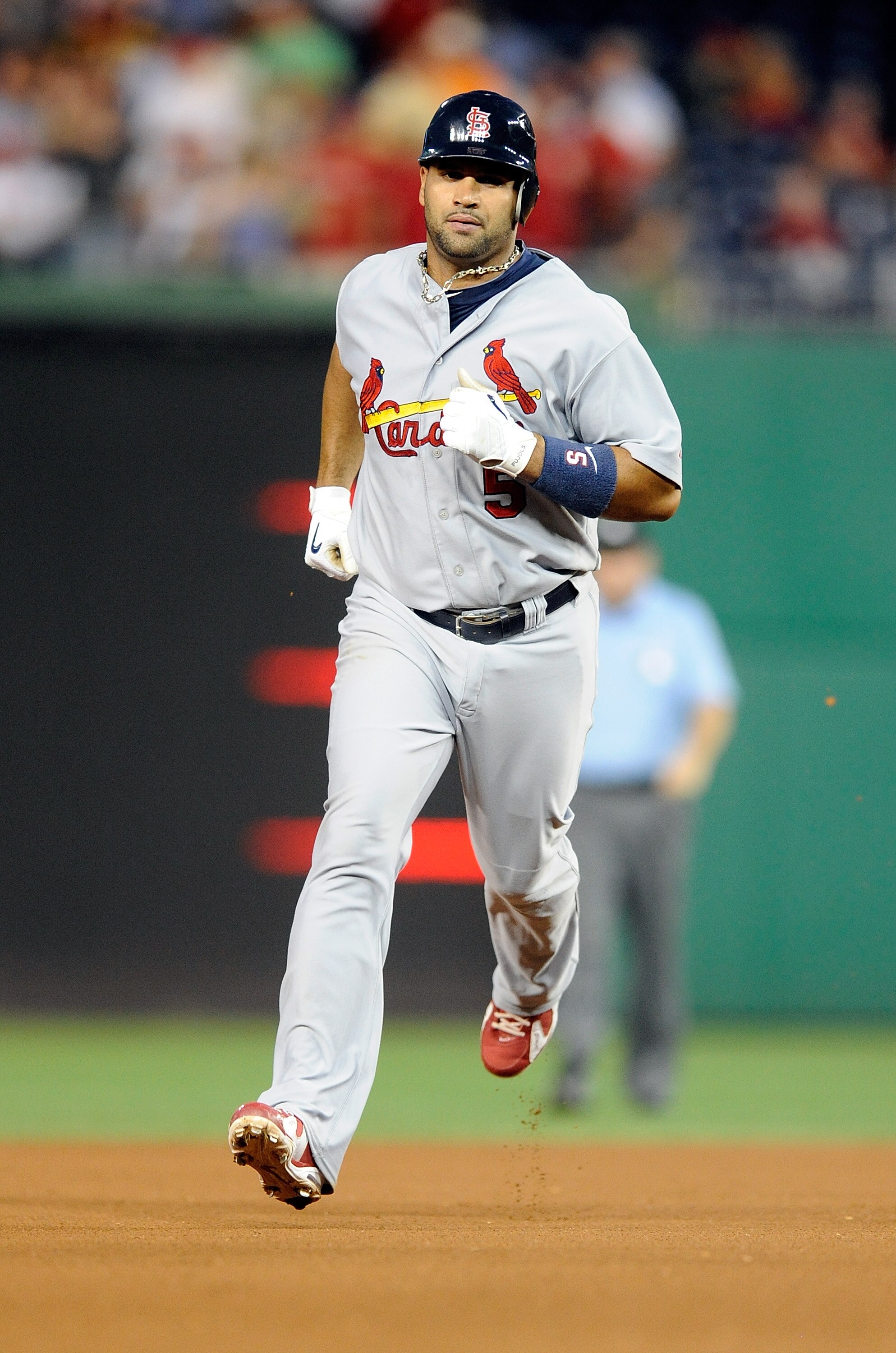WASHINGTON - AUGUST 26:  Albert Pujols #5 of the St. Louis Cardinals rounds the bases after hitting a home run in the fourth inning against the Washington Nationals at Nationals Park on August 26, 2010 in Washington, DC. It was the 400th home run of his c