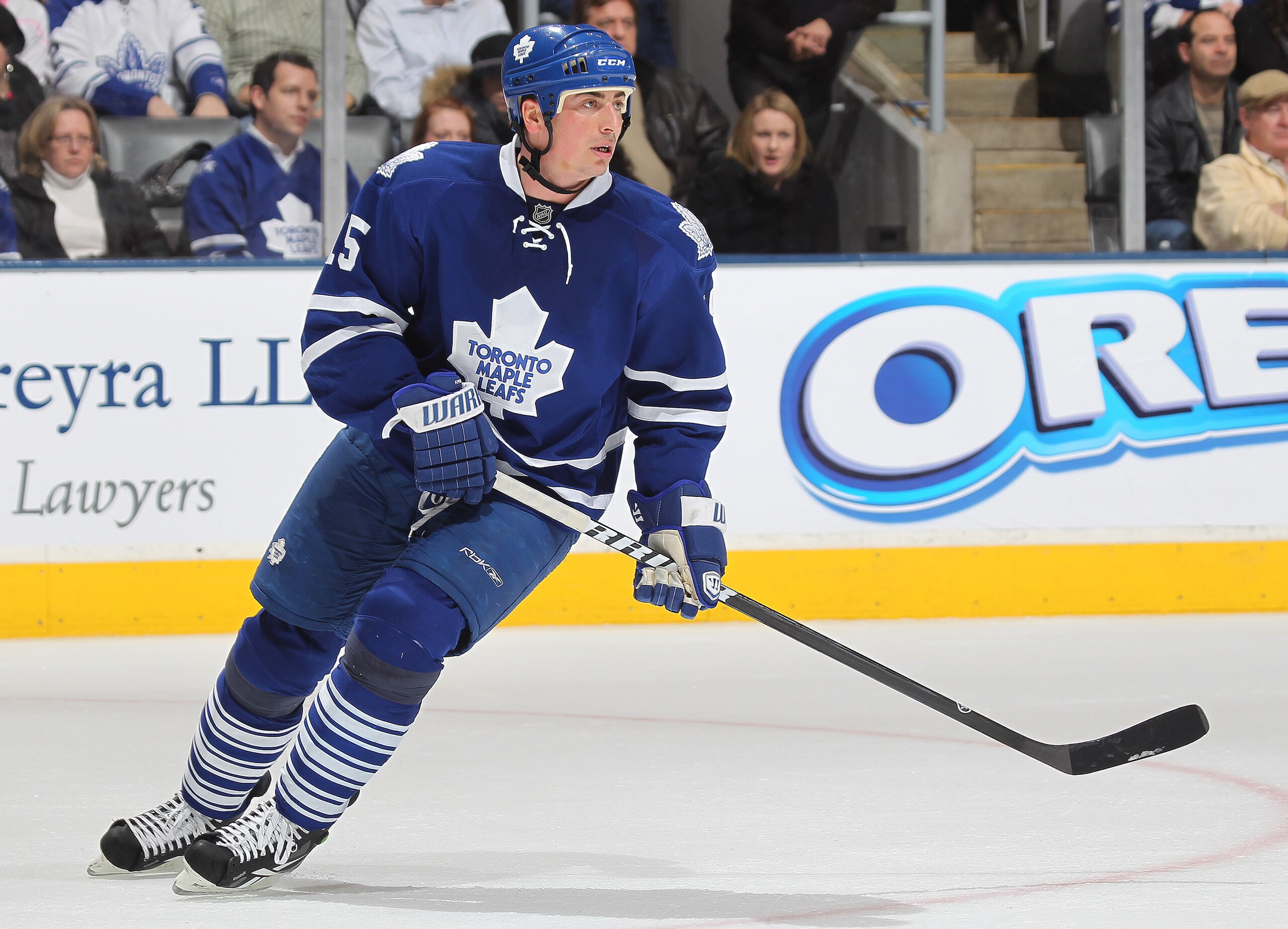 TORONTO, CAN - FEBRUARY 7:  Tomas Kaberle #15 of the Toronto Maple Leafs skates in a game against the Atlanta Thrashers on February 7, 2011 at the Air Canada Centre in Toronto, Canada. The Leafs defeated the Thrashers 5-4. (Photo by Claus Andersen/Getty I