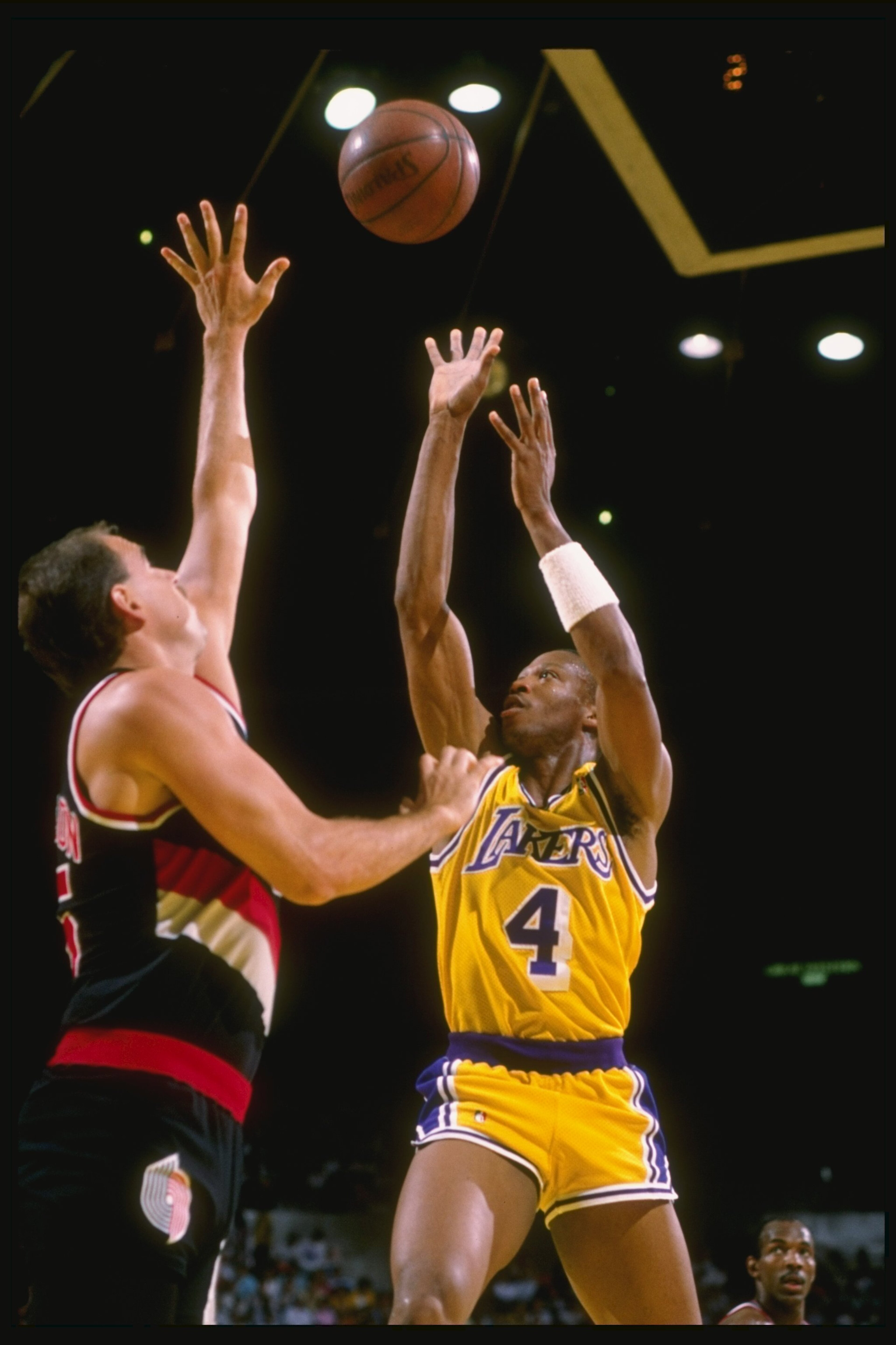 1989: Guard Byron Scott of the Los Angeles Lakers shoots the ball during a game against the Portland Trailblazers at the Great Western Forum in Inglewood, California. Mandatory Credit: Stephen Dunn /Allsport 1989: Guard Byron Scott of the Los Angeles Lakers shoots the ball during a game against the Portland Trailblazers at the Great Western Forum in Inglewood, California. Mandatory Credit: Stephen Dunn /Allsport